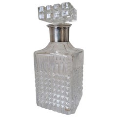 Crystal and Sterling Silver Glass Whiskey Bottle