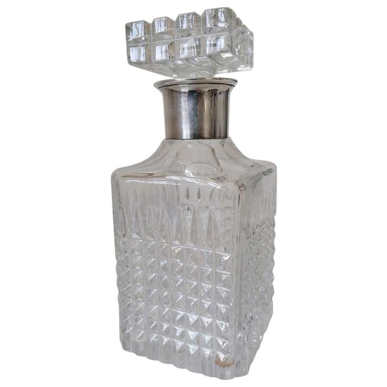 Crystal and Sterling Silver Glass Whiskey Bottle For Sale at 1stDibs ...