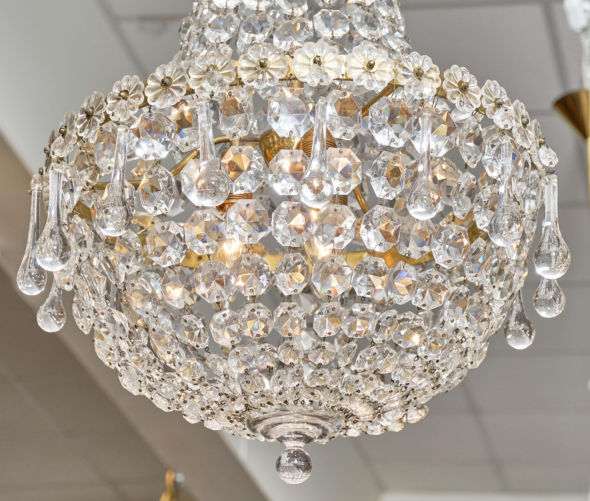 Art Nouveau Crystal Antique Chandelier by Baccarat