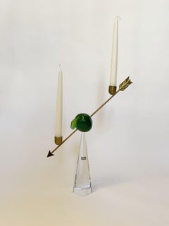 Crystal Apple Candleholder by Hilton McConnico for Daum, France, 1990s.