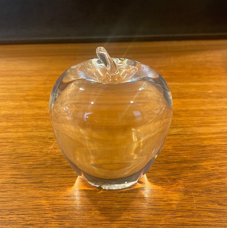 Crystal Apple Sculpture / Paper Weight by Steuben Glassworks For Sale 6