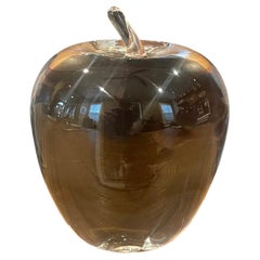 Crystal Apple Sculpture / Paper Weight by Steuben Glassworks