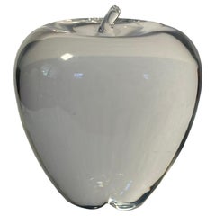 Vintage Crystal Apple Sculpture / Paper Weight by Steuben Glassworks