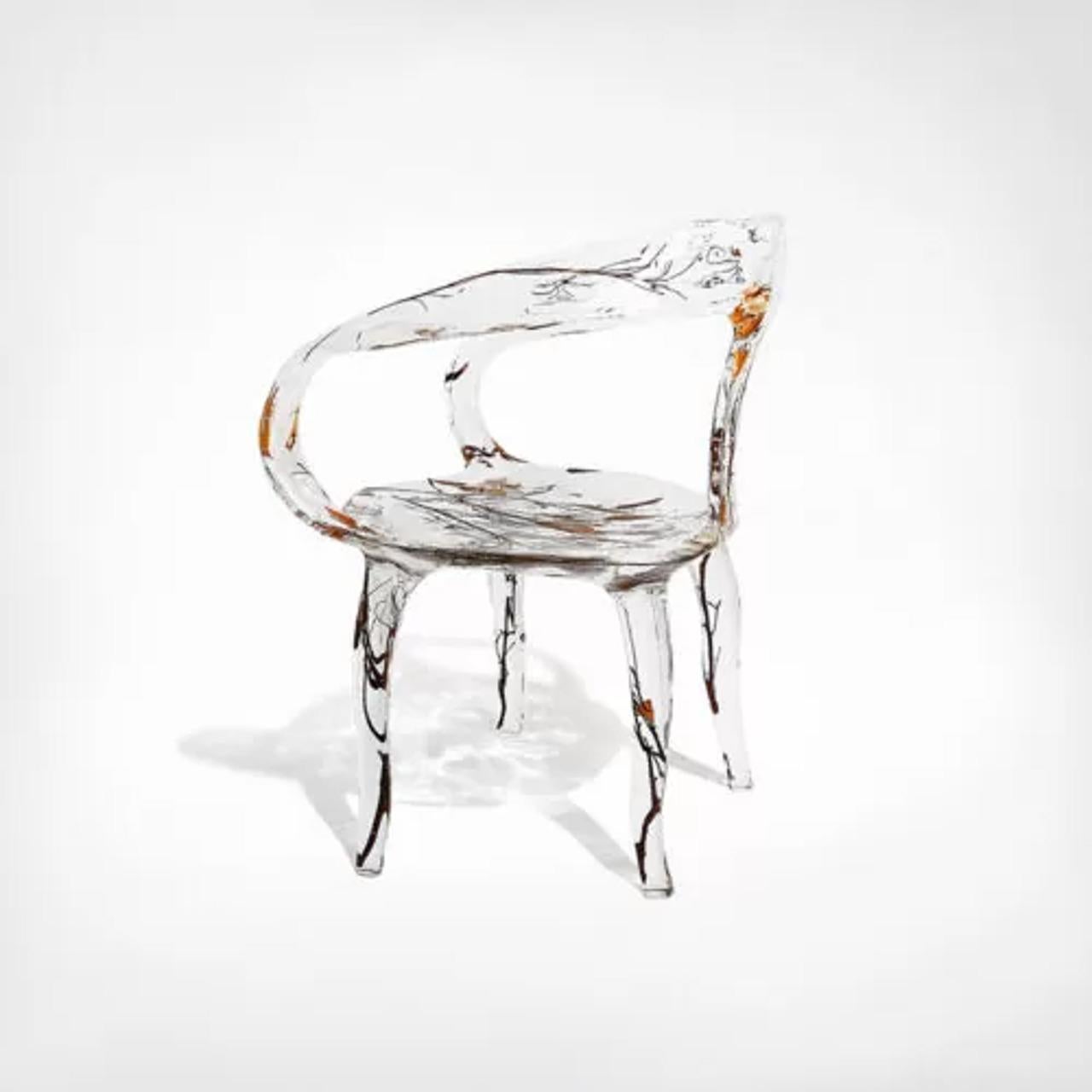 Art Deco Branched Crystal Arm Chair – Museum-Quality Luxury with Crystal and Wood For Sale