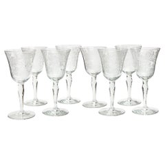 Crystal Art Deco Etched Cordials; set of 8