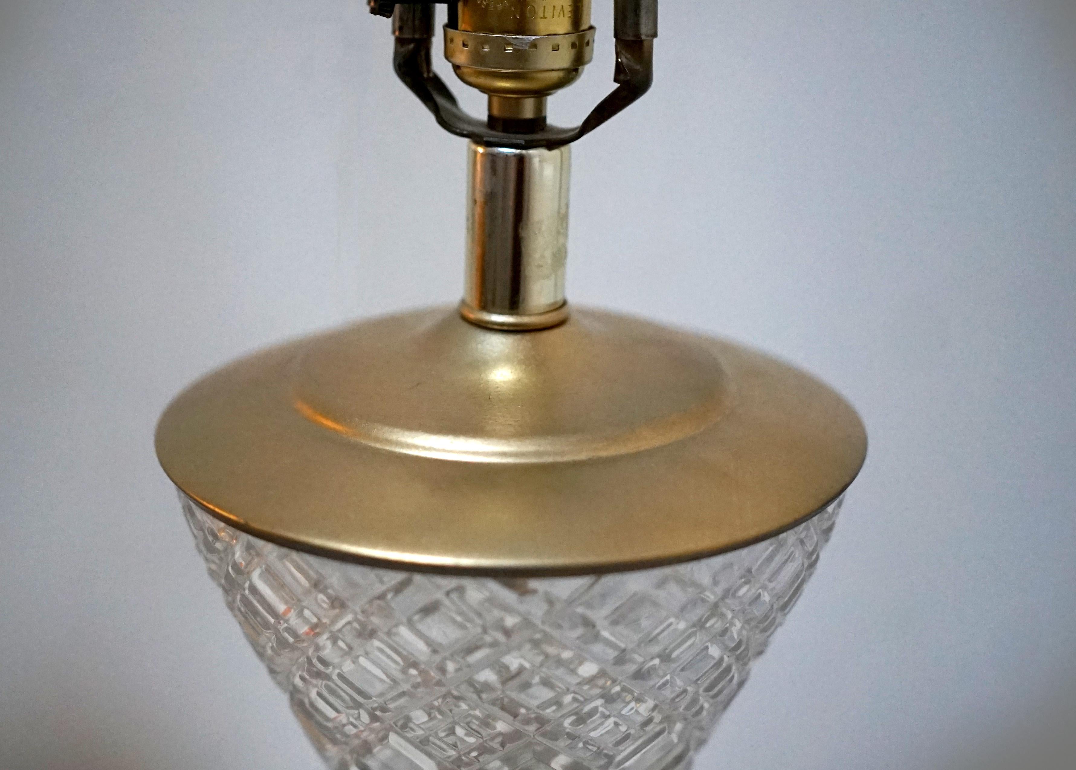 Crystal Art Deco Trumpet Style Pair of Table Lamps circa 1925 For Sale 2