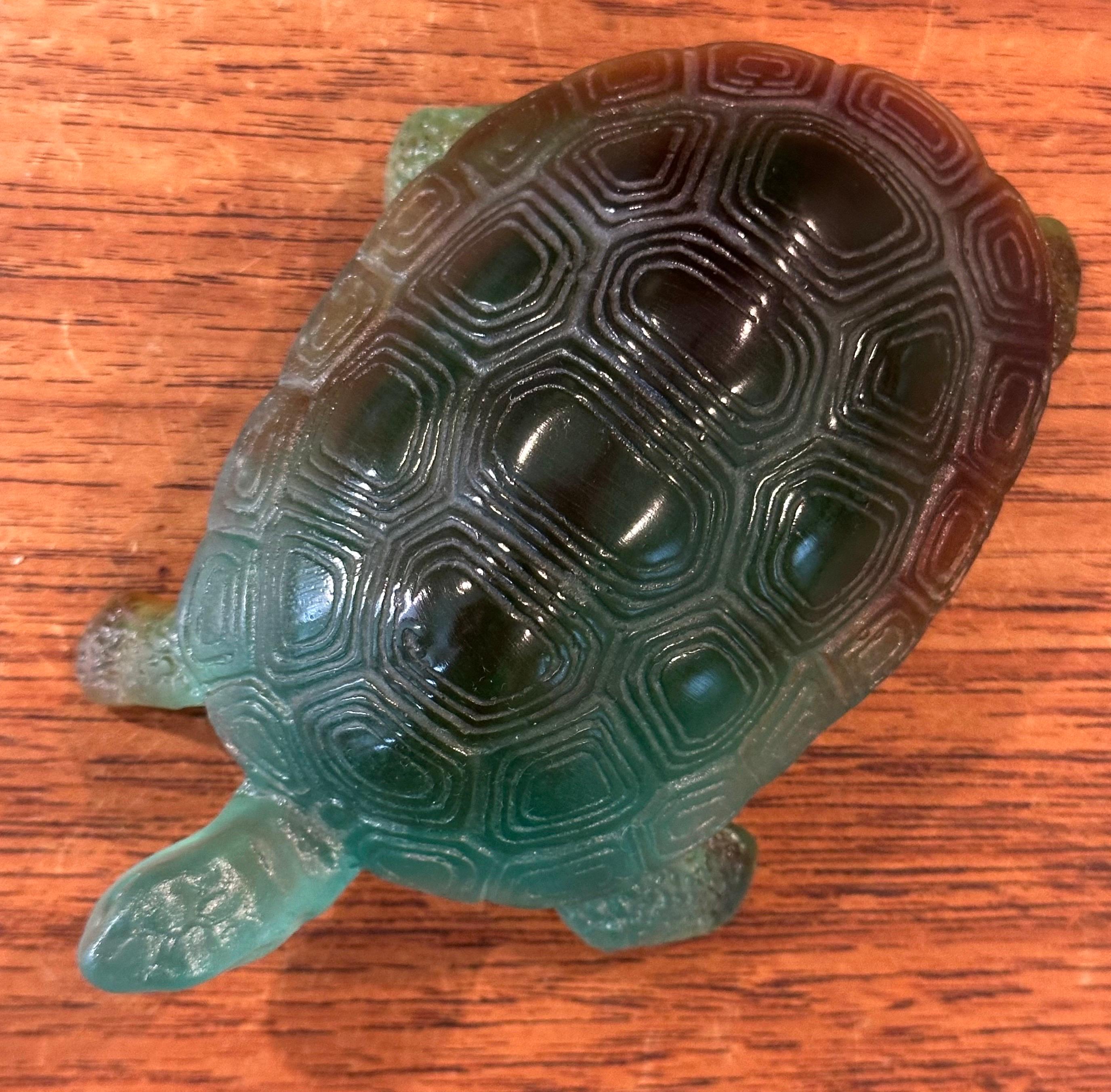Crystal Art Glass Pâte de Verre Green Turtle Sculpture by Daum of France For Sale 5