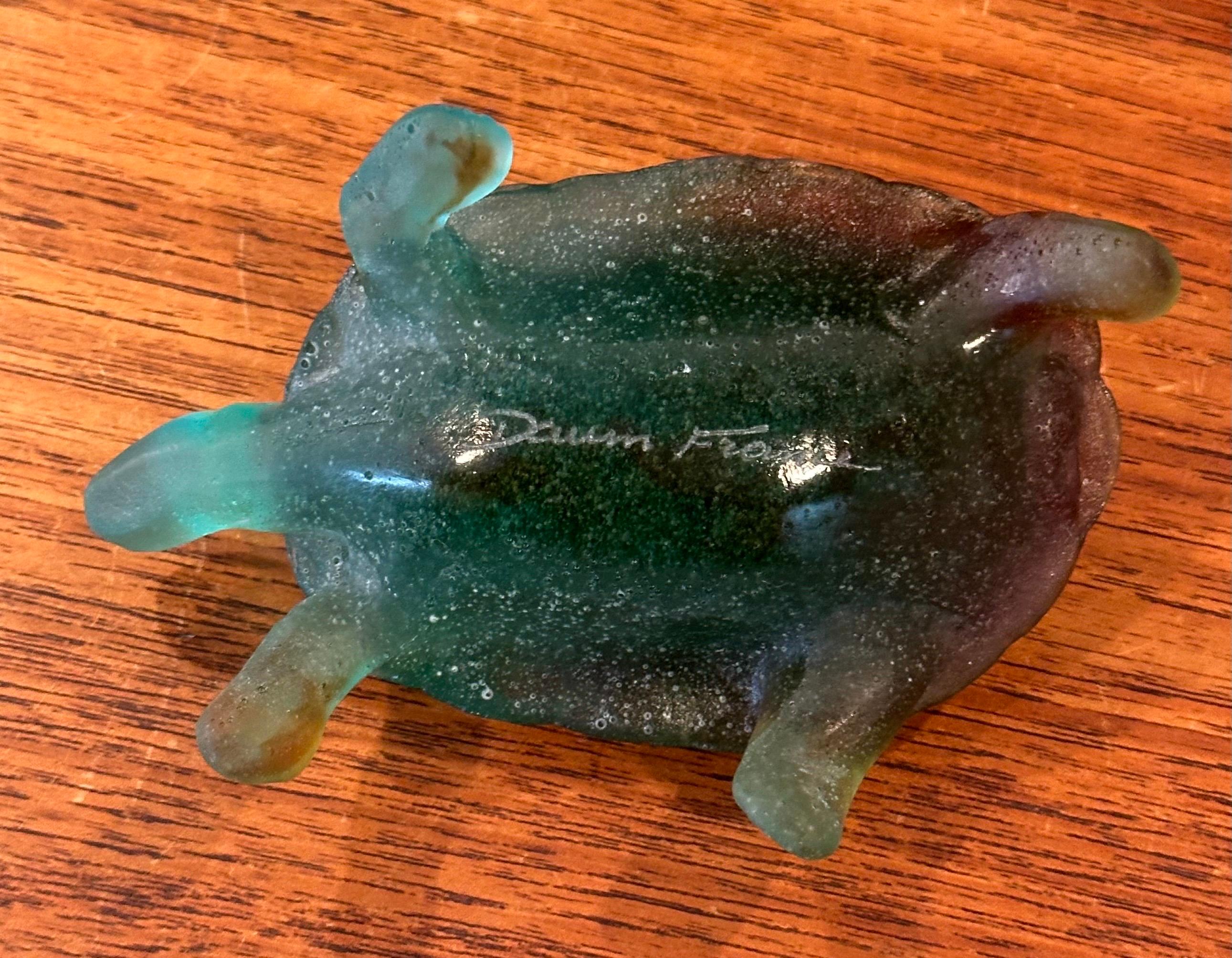 Crystal Art Glass Pâte de Verre Green Turtle Sculpture by Daum of France For Sale 6