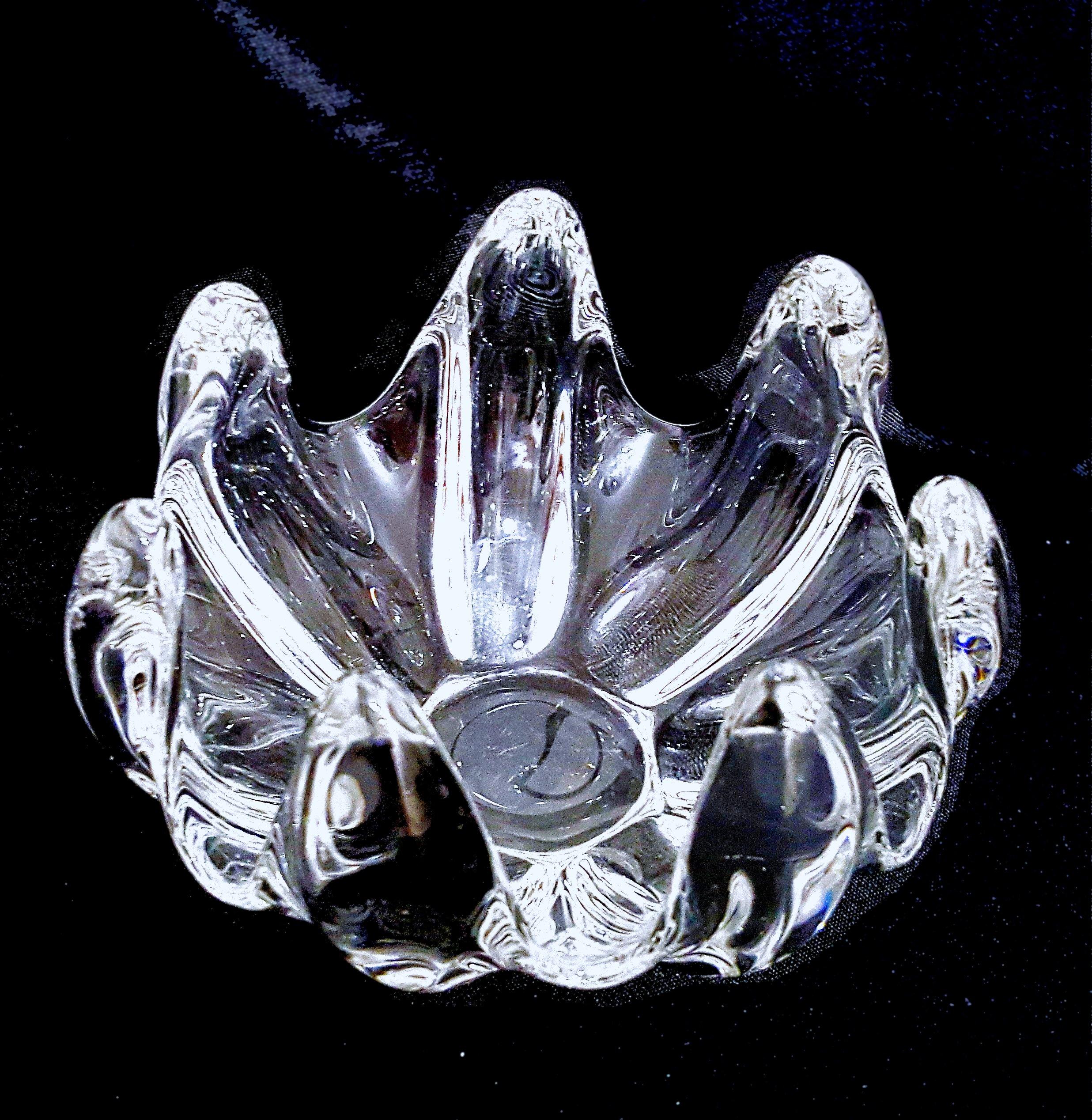 Unknown Crystal Art Glass Sculptural Vessel / Dish / Bowl - vintage For Sale