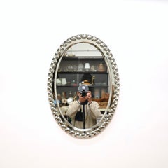 Crystal Art Italian Large Oval Double Beveled Mirror, Italy 1950s