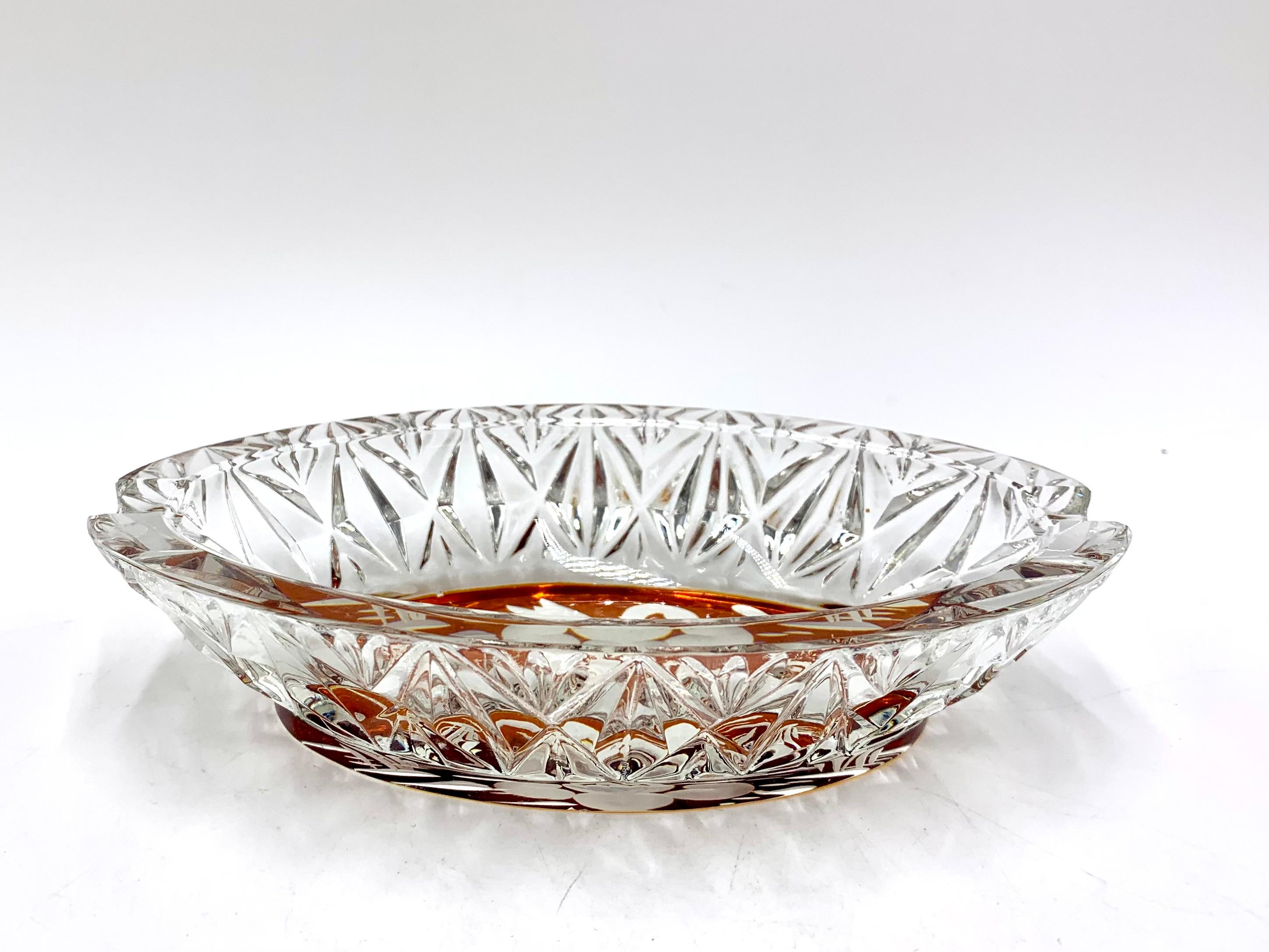 Mid-Century Modern Crystal Ashtray with Swan, Julia Glassworks, Poland, 1960s For Sale