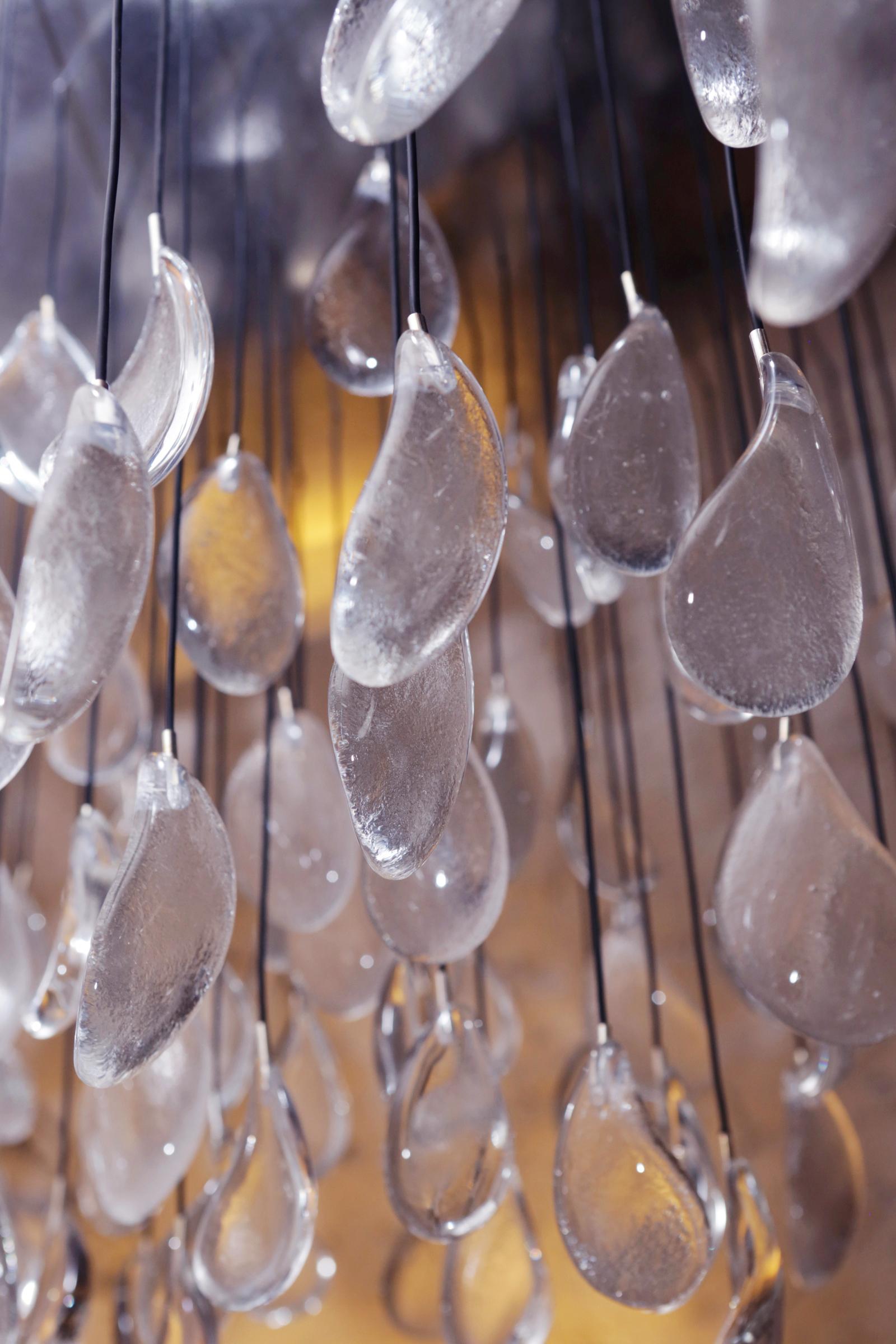 Contemporary Crystal Glass Rain Drops Suspension For Sale