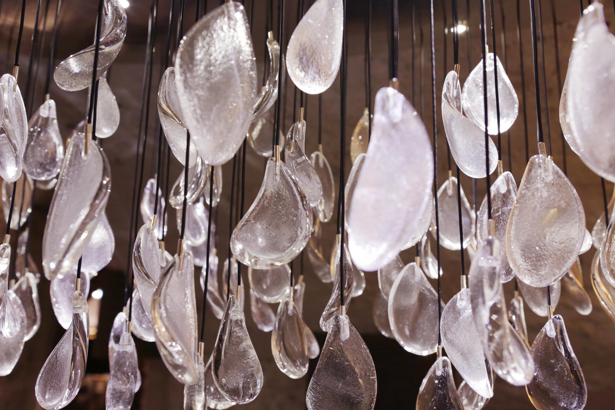 Contemporary Crystal Glass Rain Drops Suspension For Sale