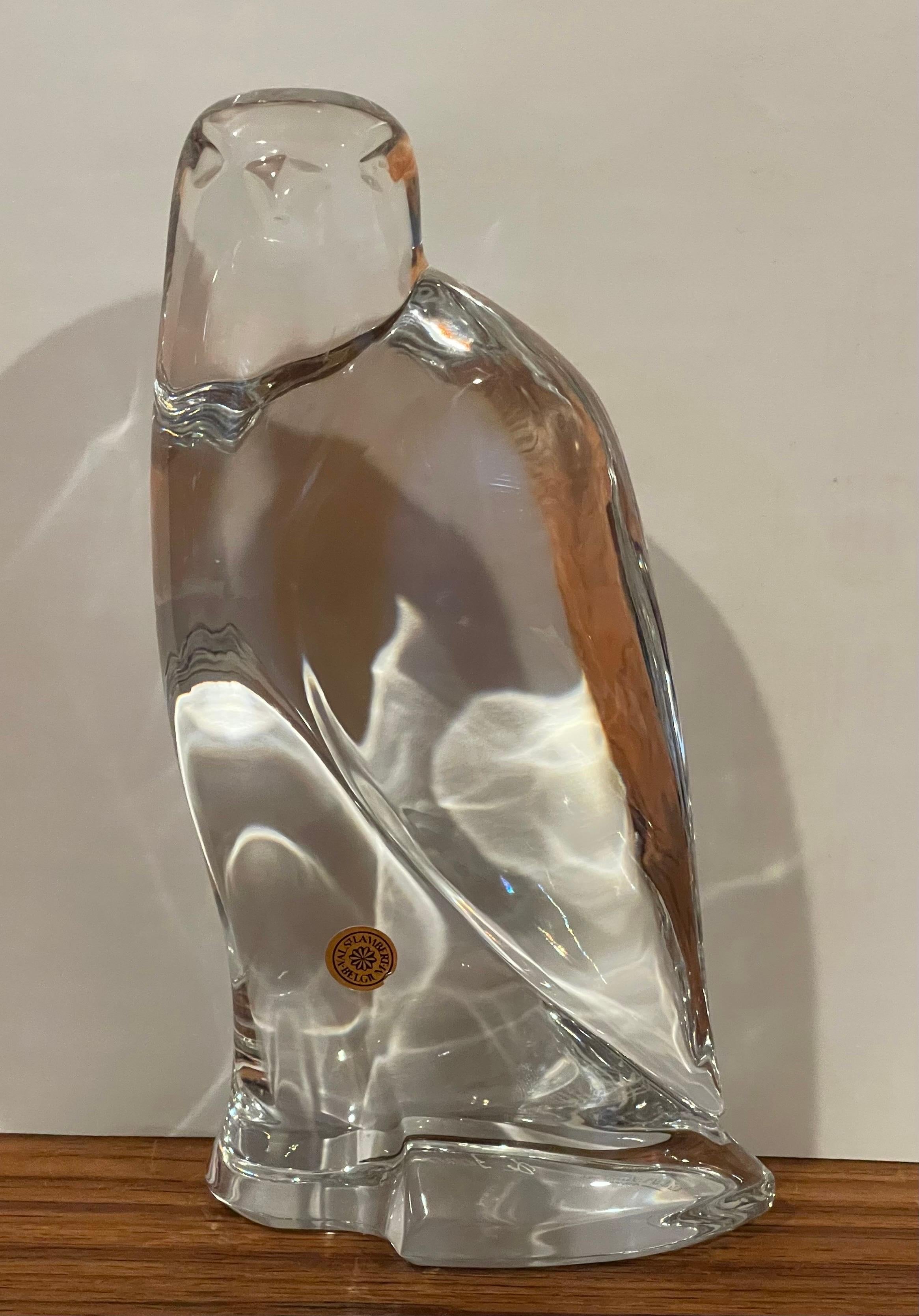 Crystal Bald Eagle Sculpture by Val Saint Lambert In Good Condition For Sale In San Diego, CA