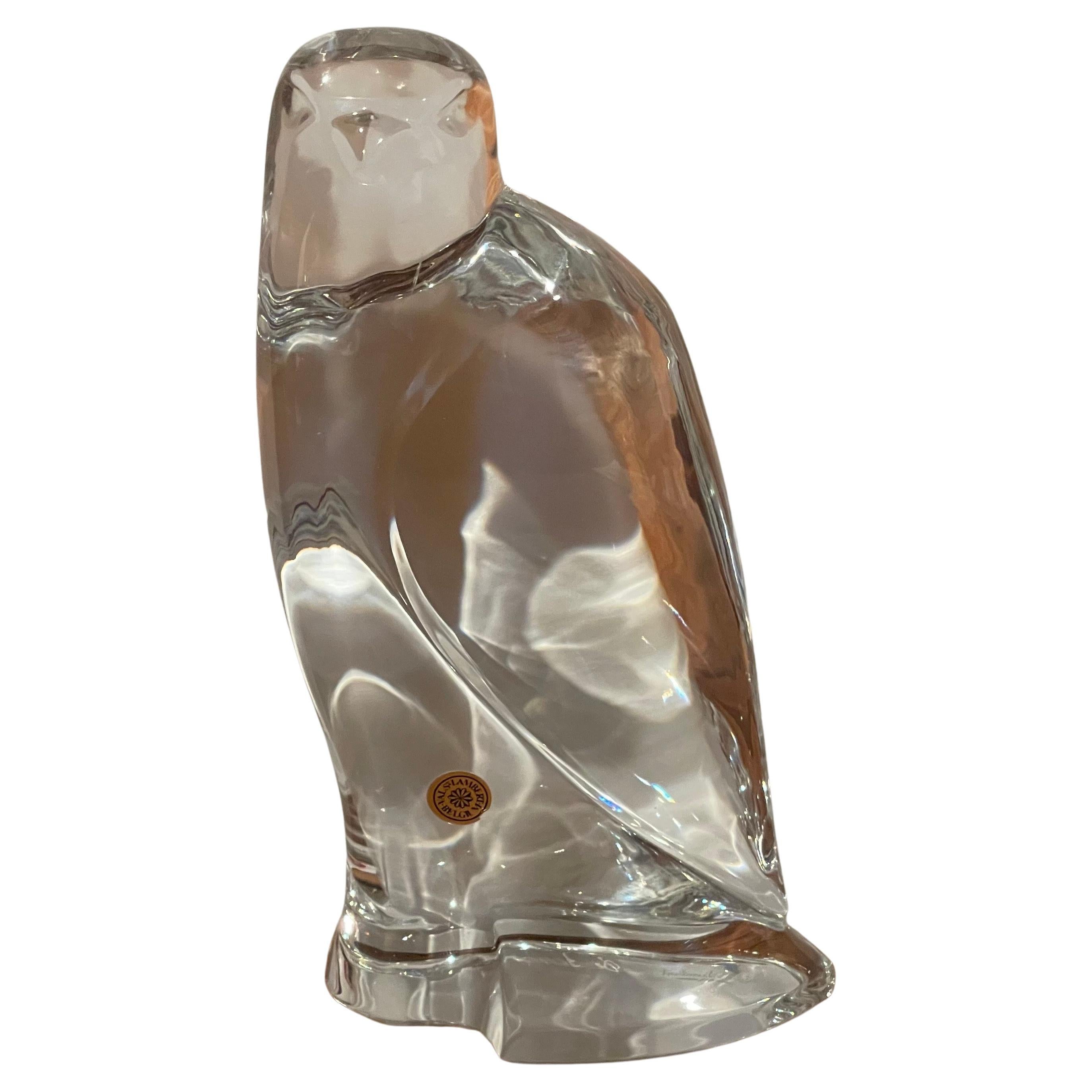 Crystal Bald Eagle Sculpture by Val Saint Lambert For Sale