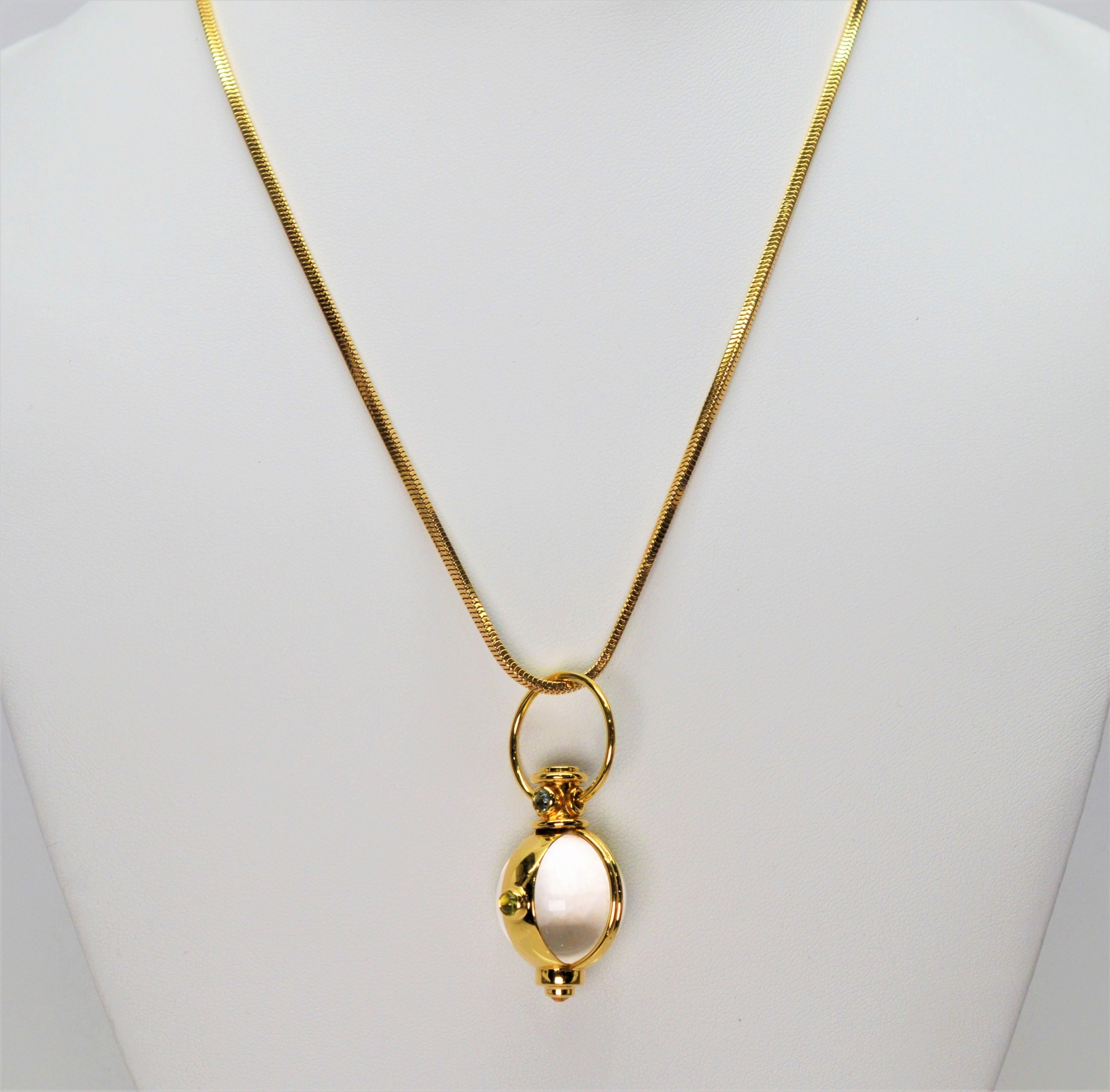 Crystal Ball Charm 18 Karat Yellow Gold Necklace For Sale 7