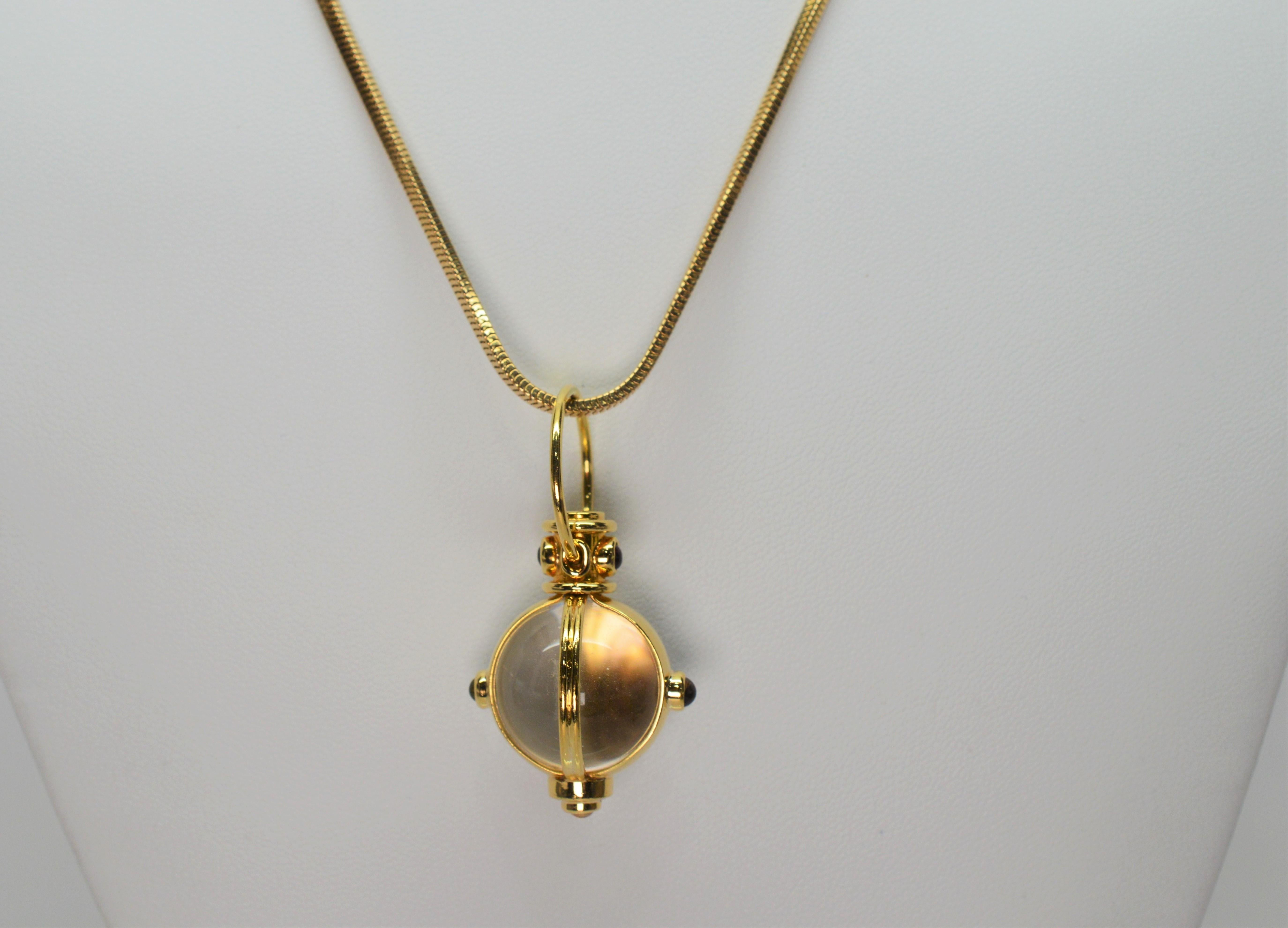 Crystal Ball Charm 18 Karat Yellow Gold Necklace For Sale 2