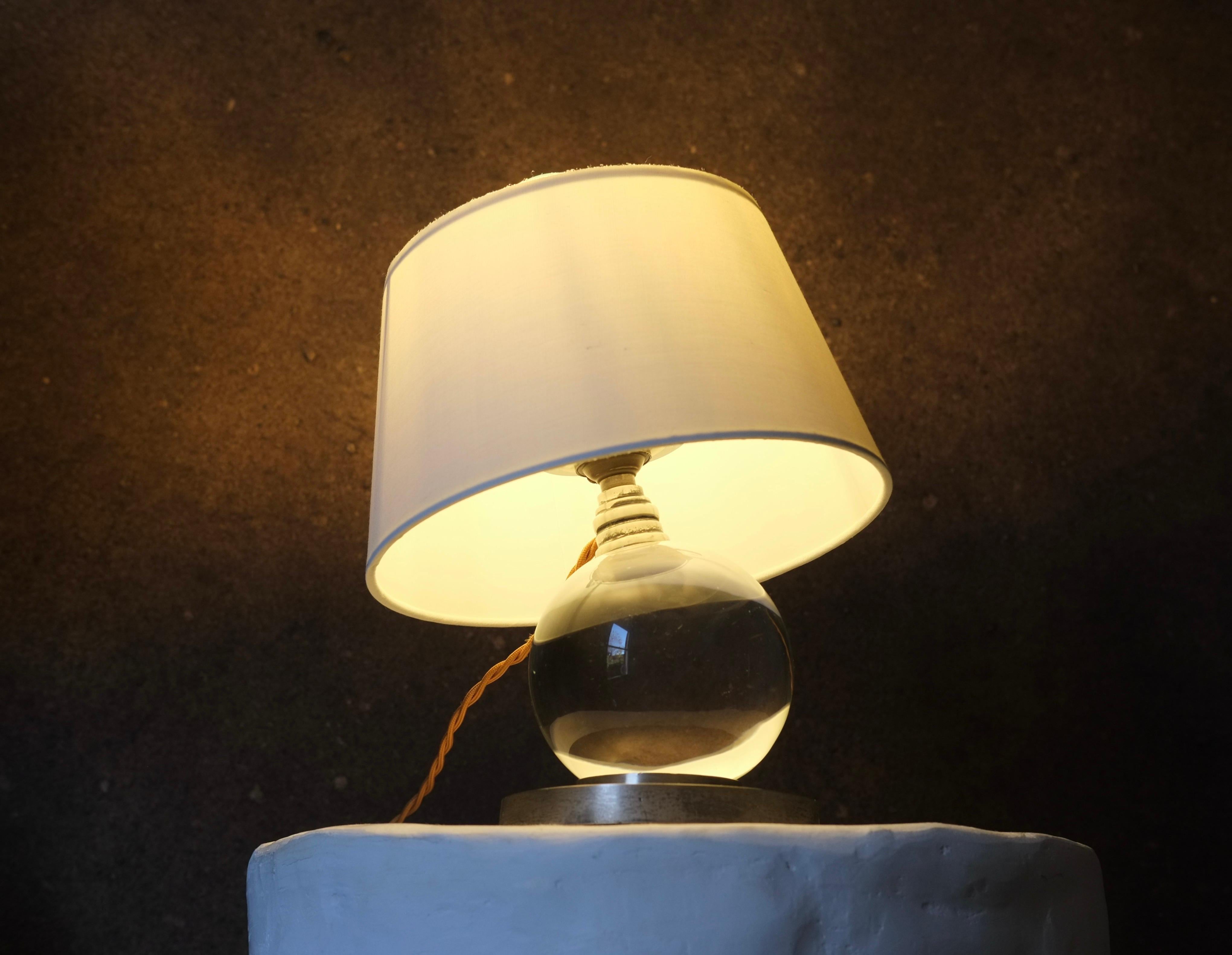 20th Century Crystal Ball Lamp Attributed To Jacques Adnet