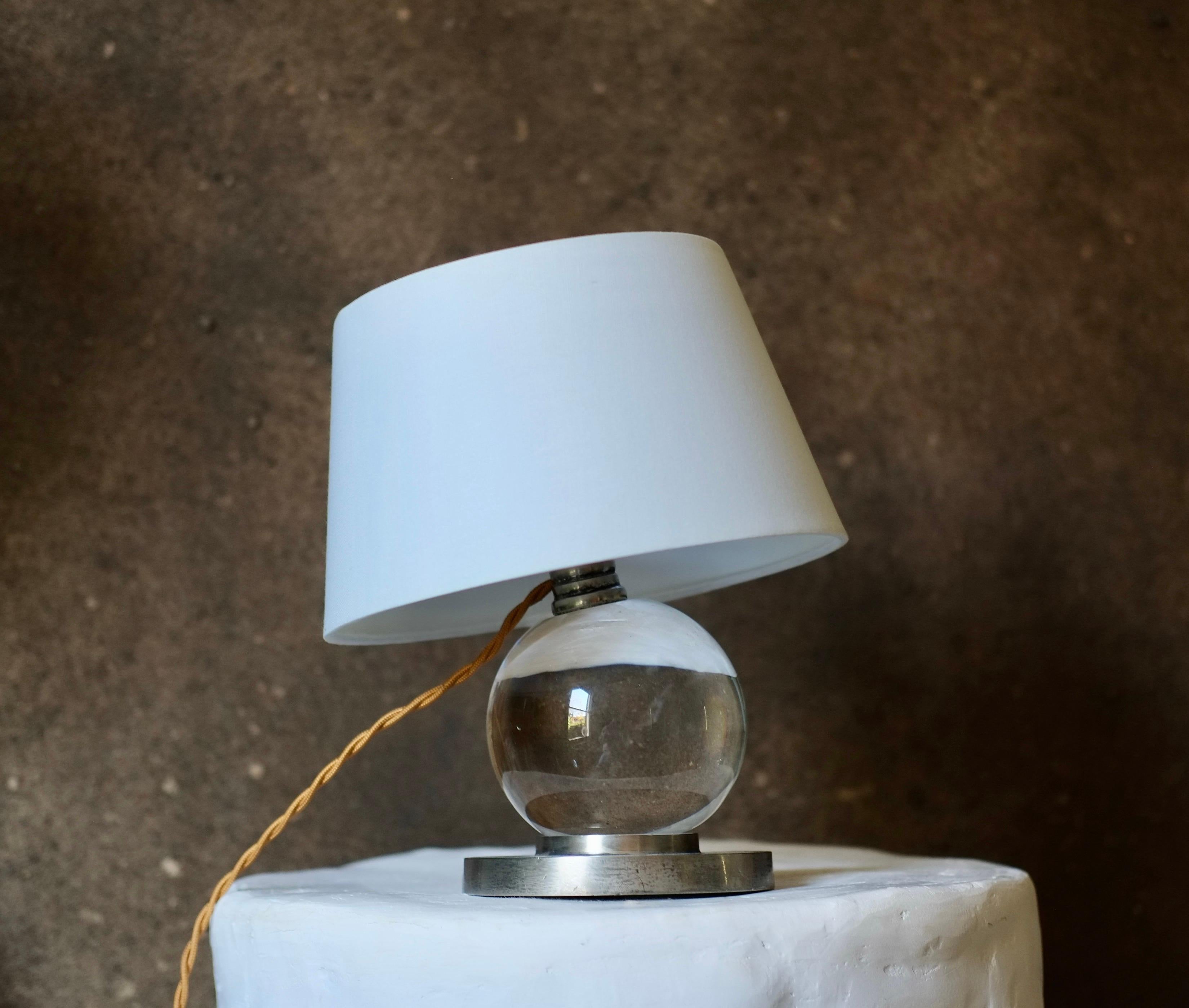 Crystal Ball Lamp Attributed To Jacques Adnet 1