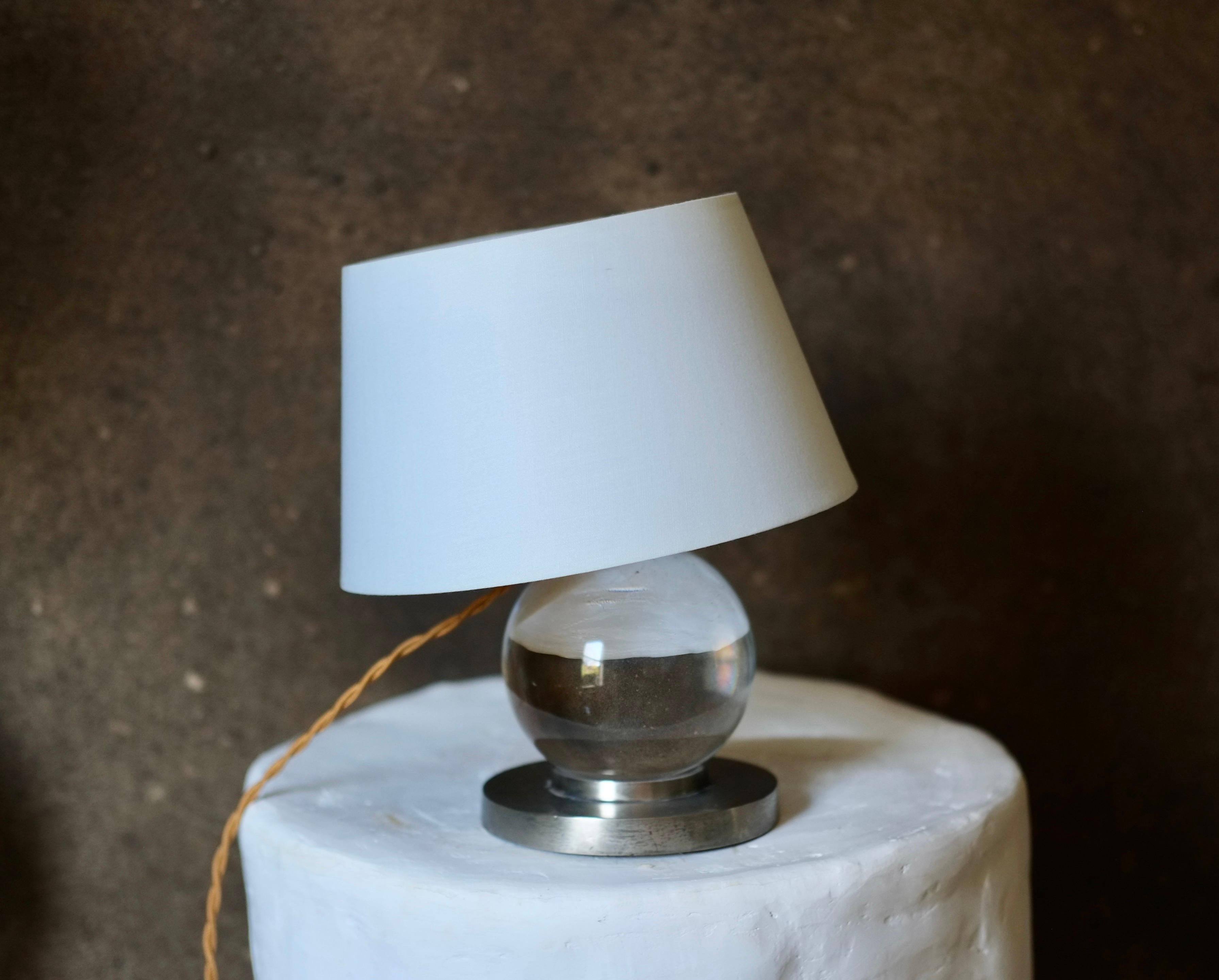 Crystal Ball Lamp Attributed To Jacques Adnet 2