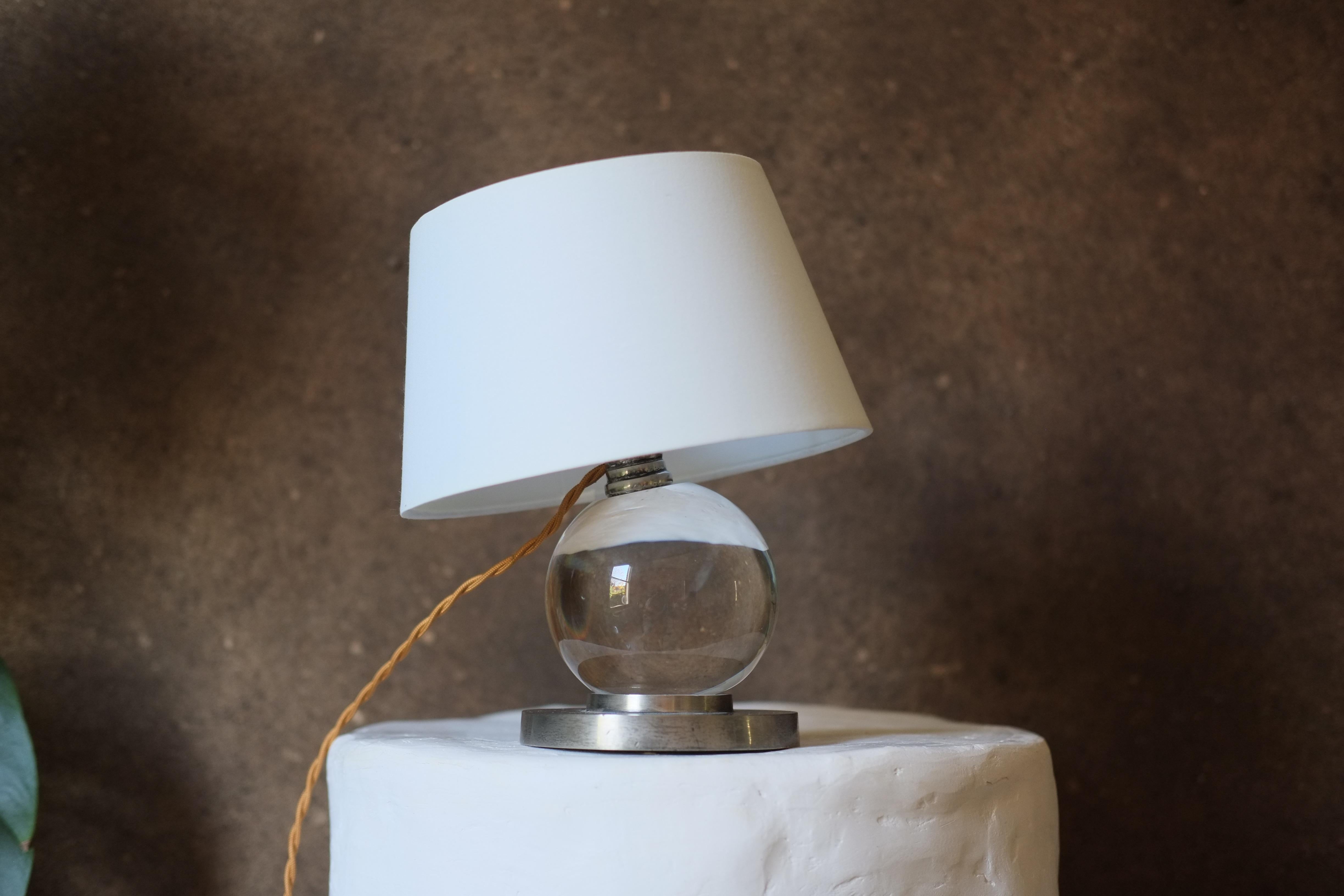 Crystal Ball Lamp Attributed To Jacques Adnet 3