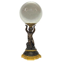 Crystal Ball on a 19th Century French Bronze Cherub Stand