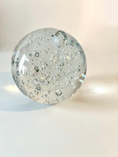 Crystal Ball Paperweight with Infused Floating Bubbles