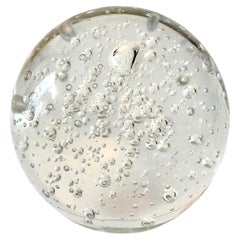 Crystal Ball Paperweight with Infused Floating Bubbles