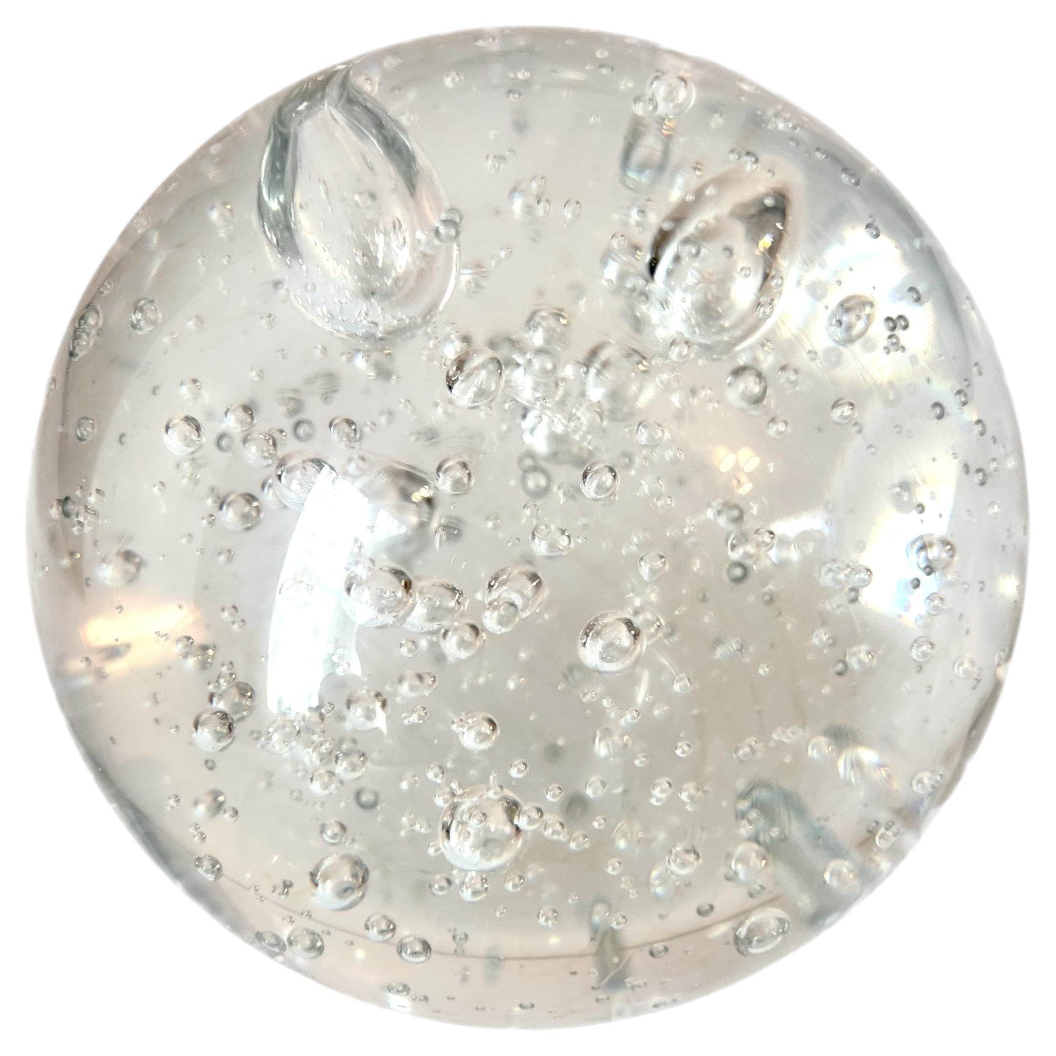 Crystal Ball Paperweight with Infused Floating Bubbles