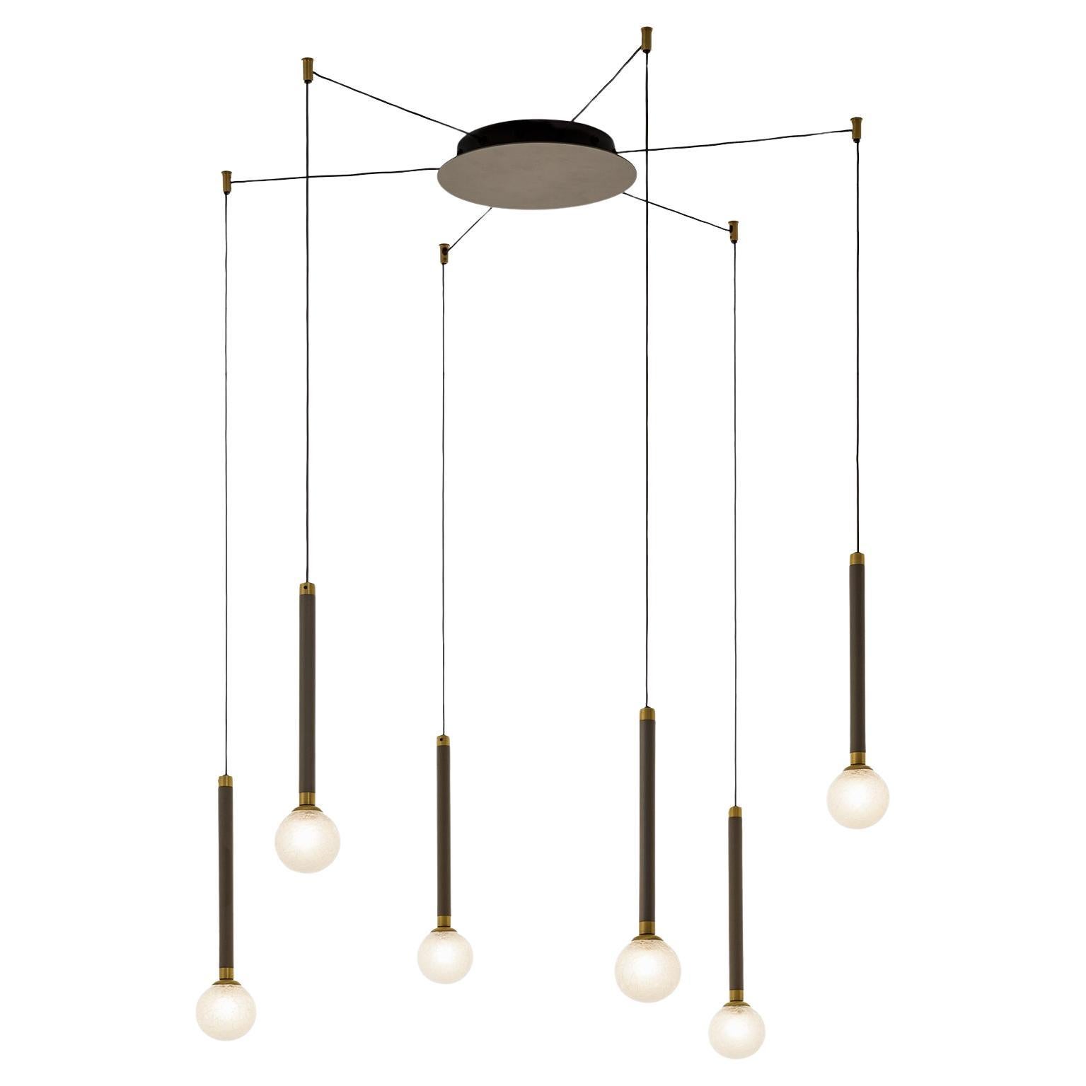 Suspension Ball and Ball en cristal, Six Lights, by Morica Design