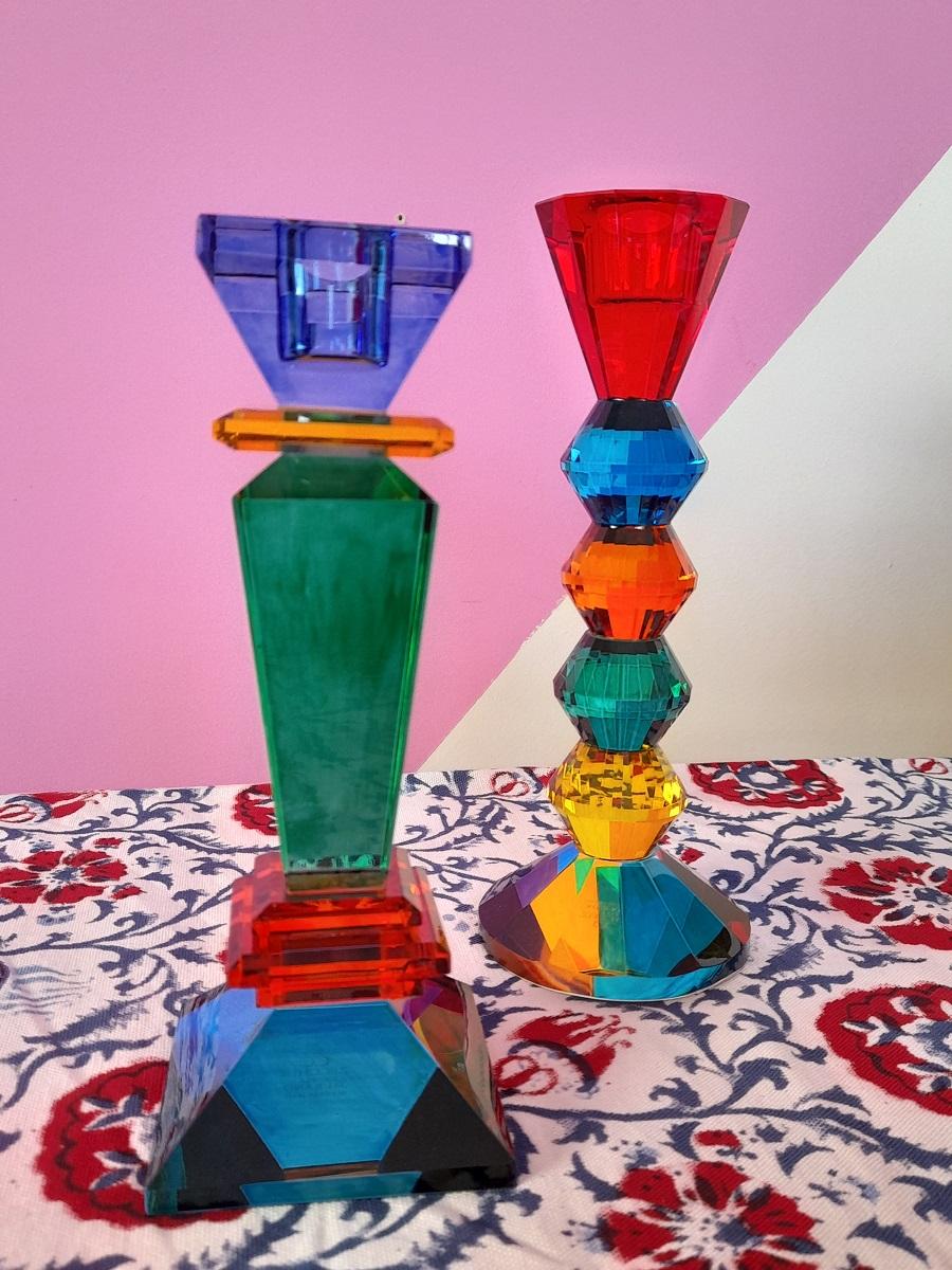 Modern Crystal Balls Colorful Candleholder, Made in Italy For Sale