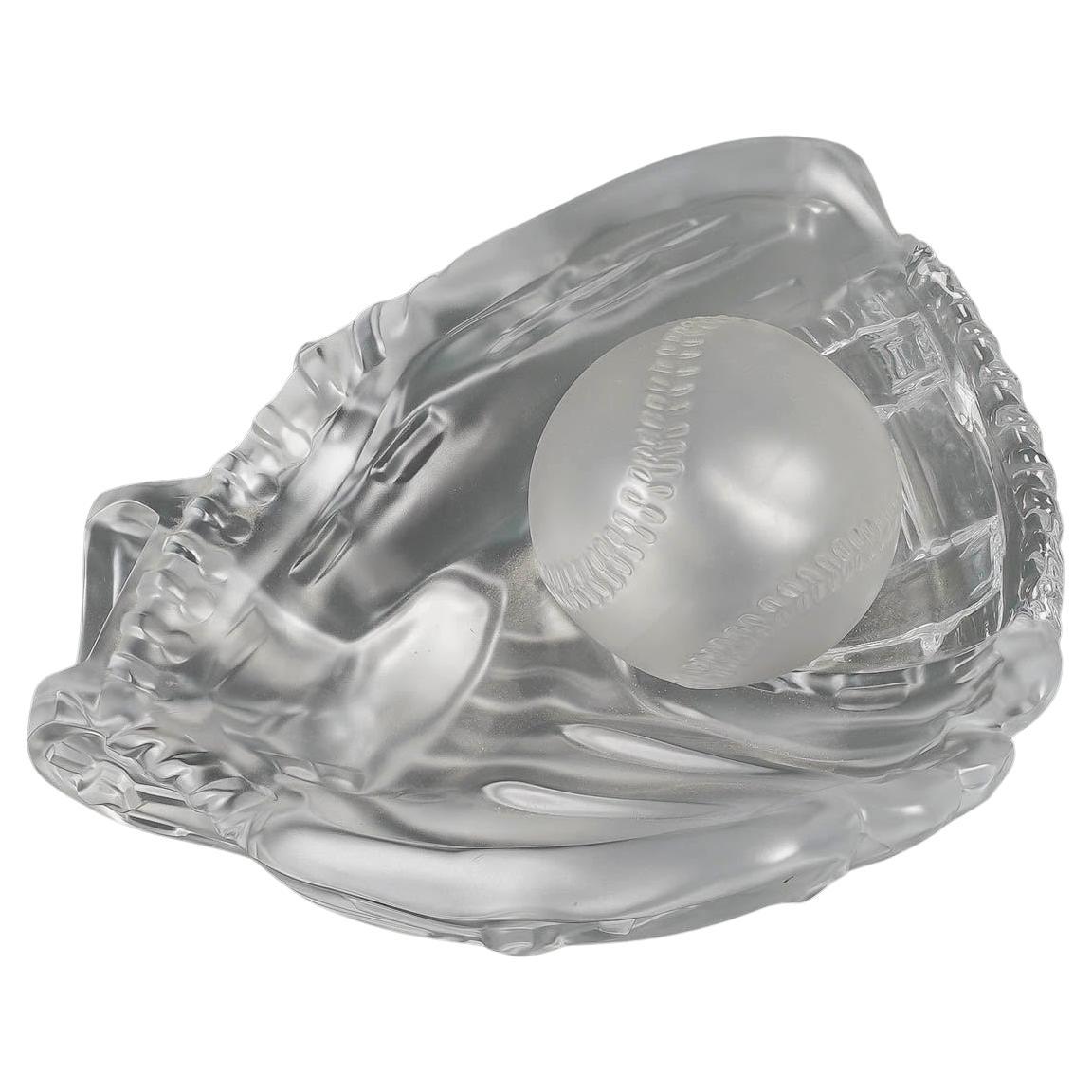Crystal Baseball Glove Forming a Cup, 20th Century. For Sale