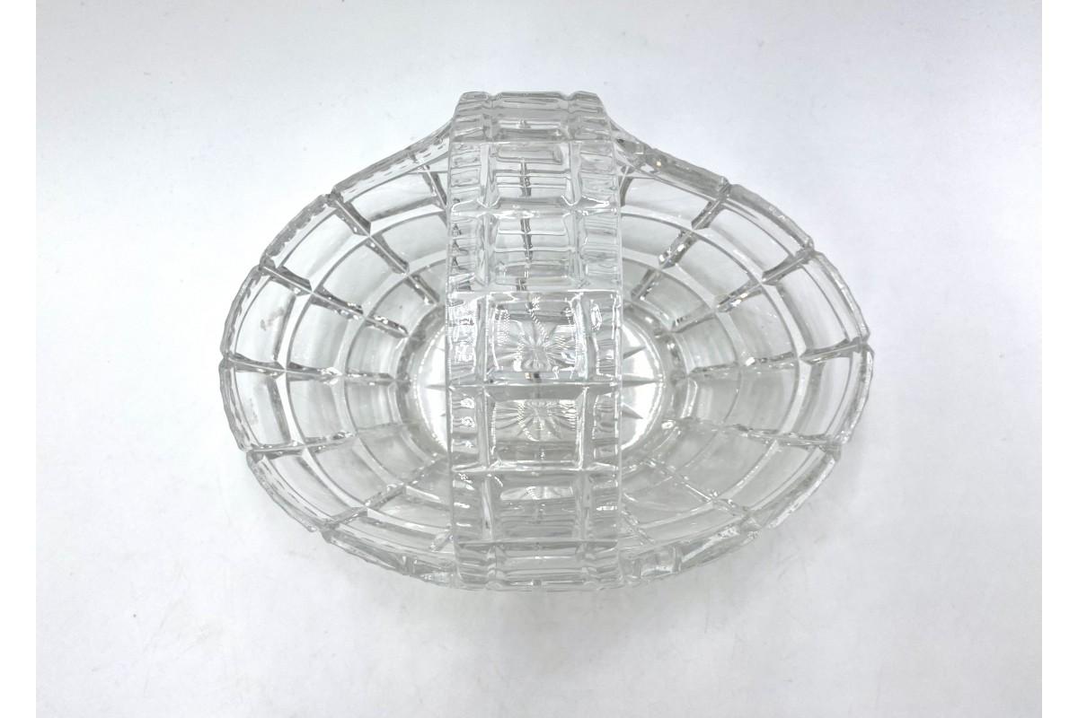 Crystal Basket, Poland, 1960s In Good Condition For Sale In Chorzów, PL