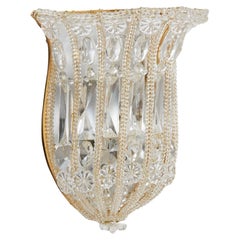 Crystal Basket Sconce in Florentine Gold