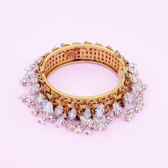 Crystal Bead Woven Dangle Bangle By Miriam Haskell, 1950s