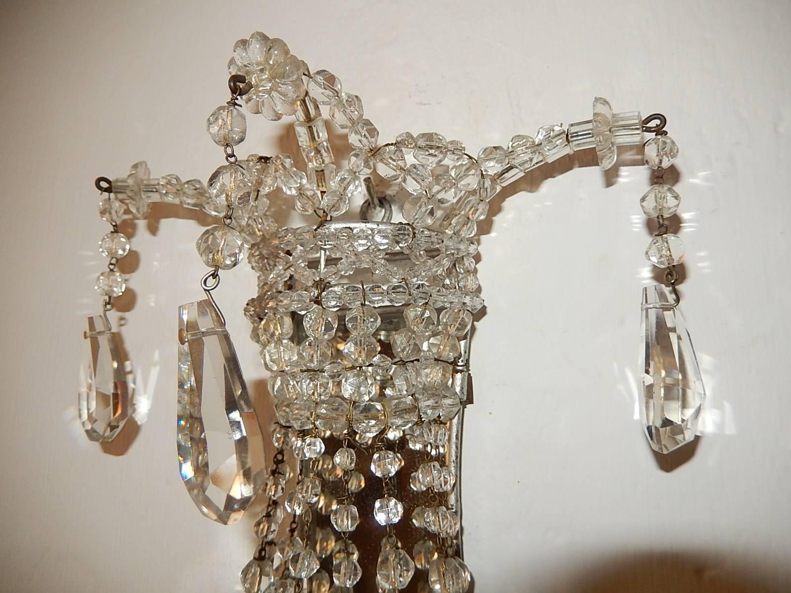 Crystal Beaded Basket with Prisms and Mirrors Sconces 5