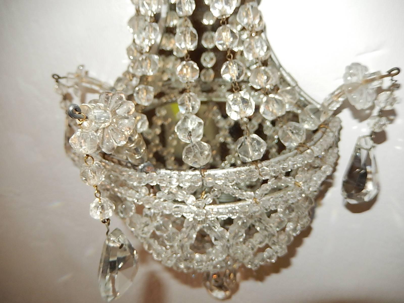 Crystal Beaded Basket with Prisms and Mirrors Sconces 4