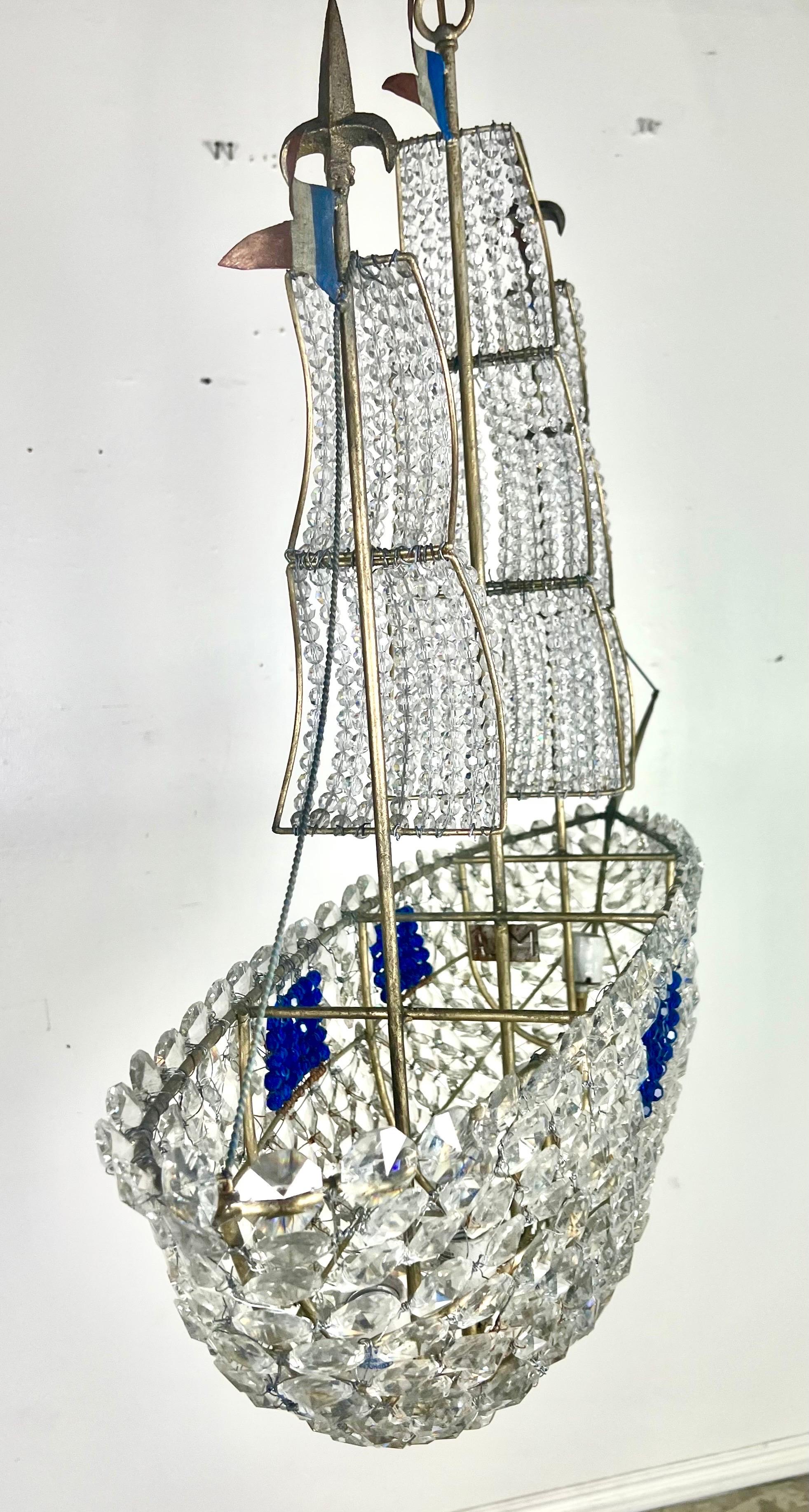 Crystal Beaded Ship Chandelier by Melissa Levinson For Sale 9