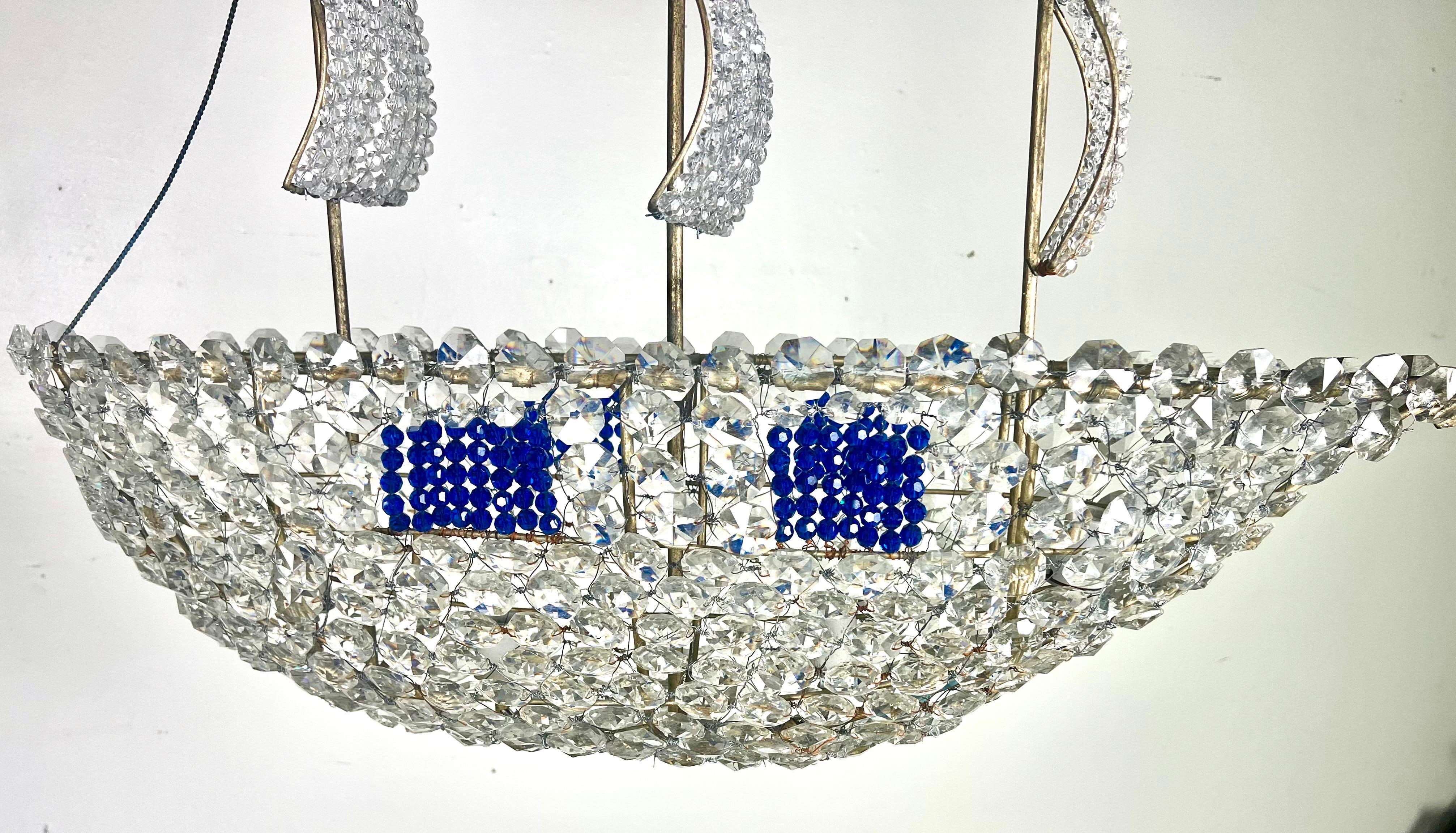American Crystal Beaded Ship Chandelier by Melissa Levinson For Sale