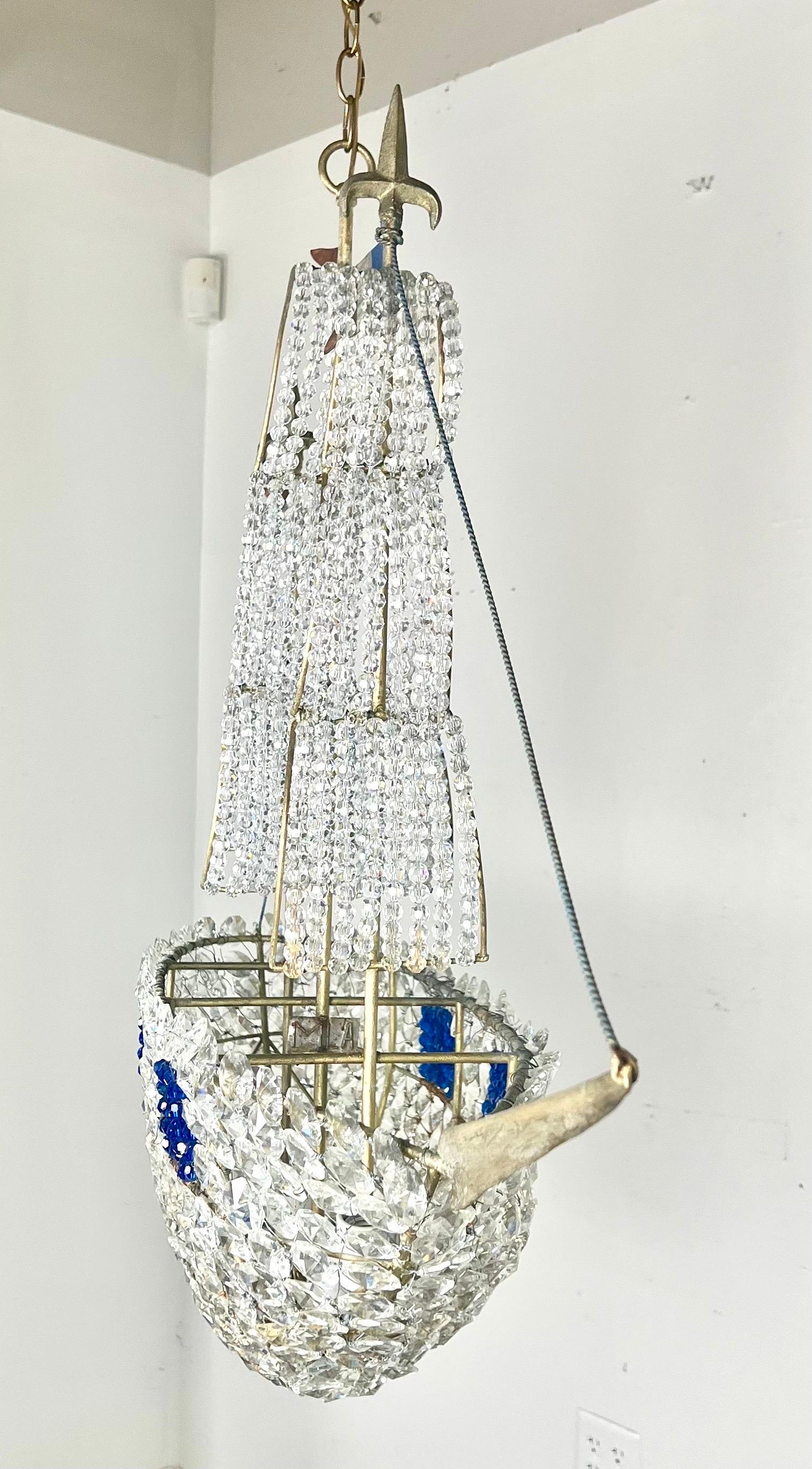 Crystal Beaded Ship Chandelier by Melissa Levinson For Sale 2