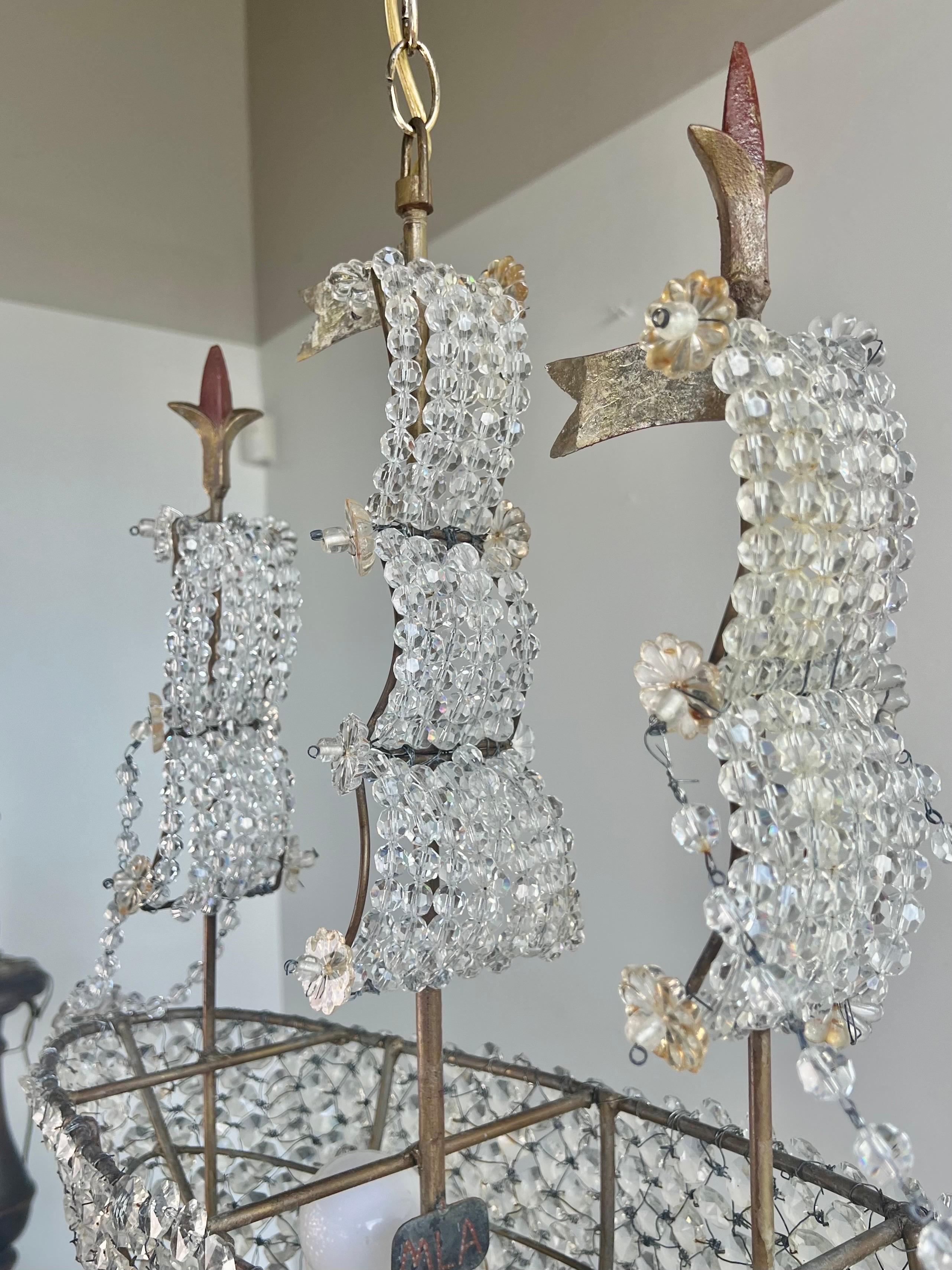 Crystal Beaded Ship Chandelier by MLA For Sale 4
