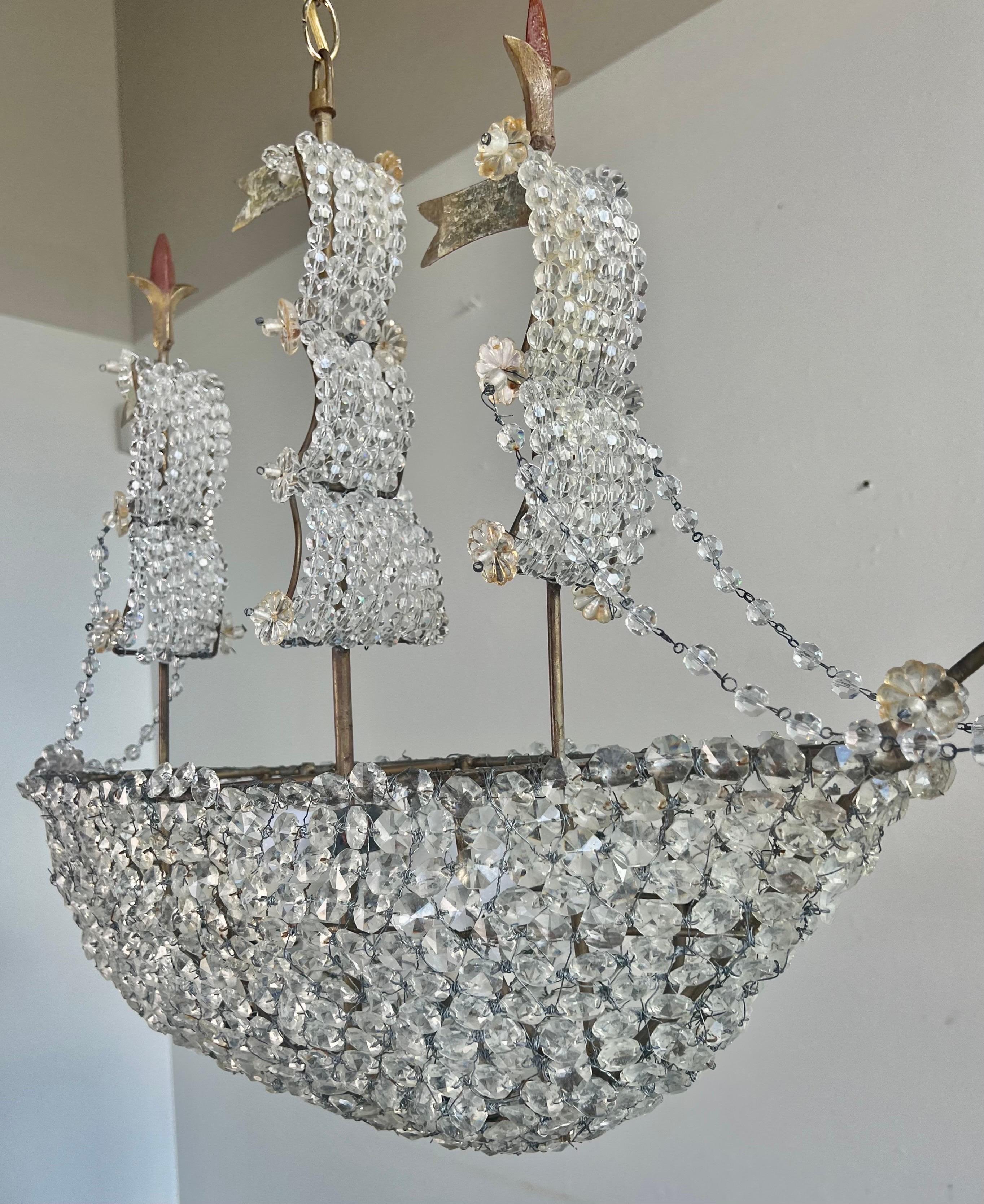 Crystal Beaded Ship Chandelier by MLA For Sale 5