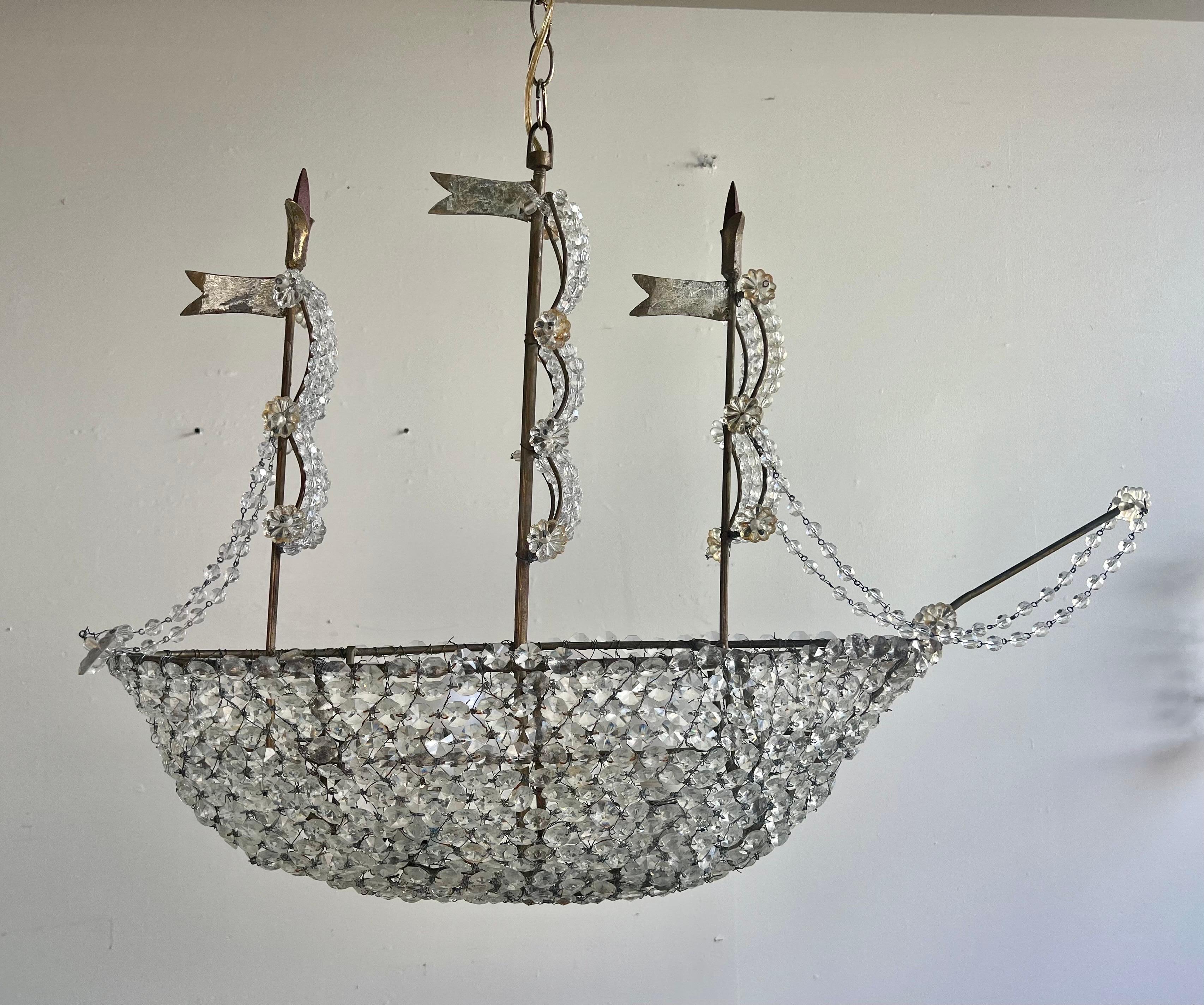Crystal Beaded Ship Chandelier by MLA For Sale 7
