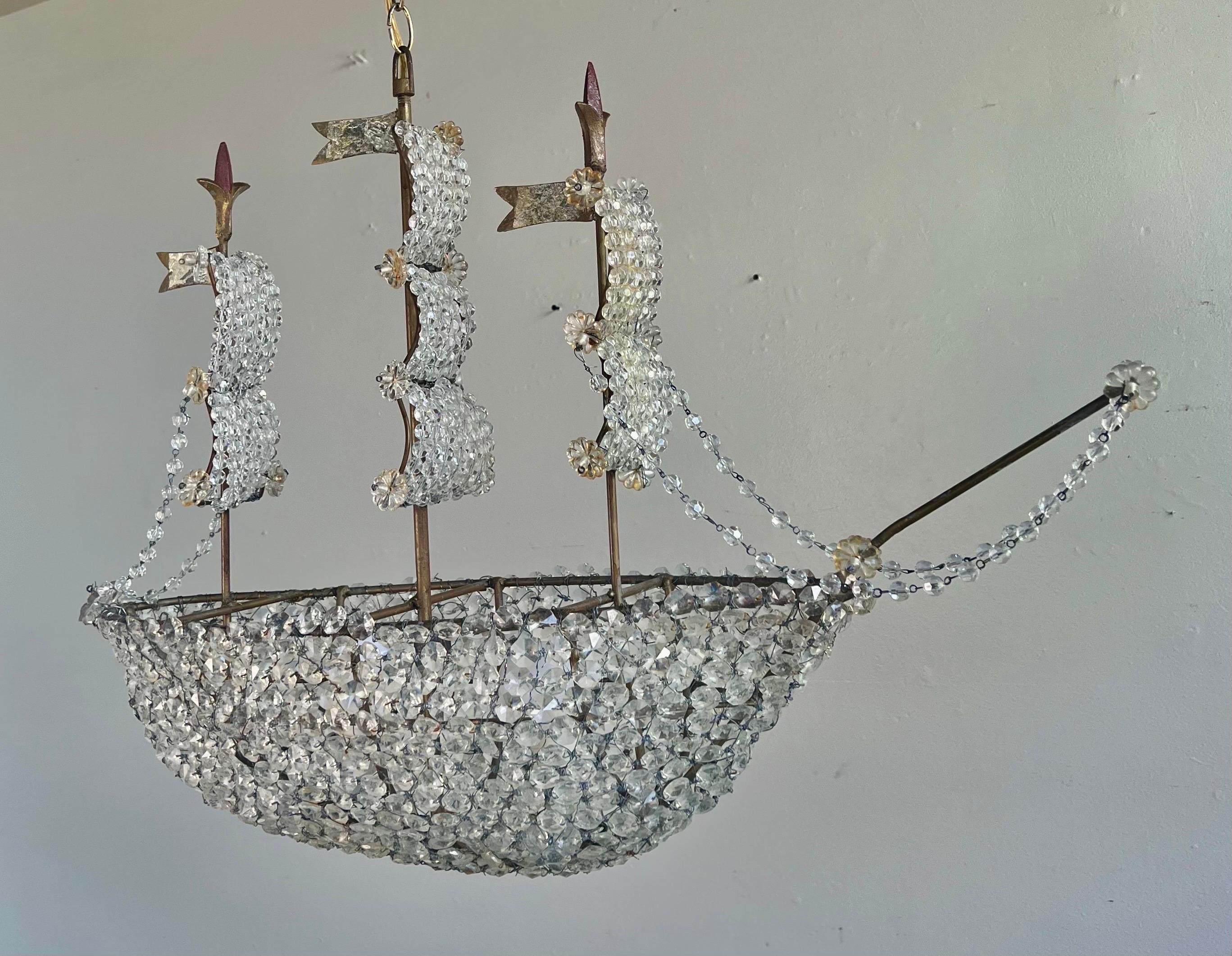 Modern Redondo Crystal Beaded Ship by Miamar Home For Sale