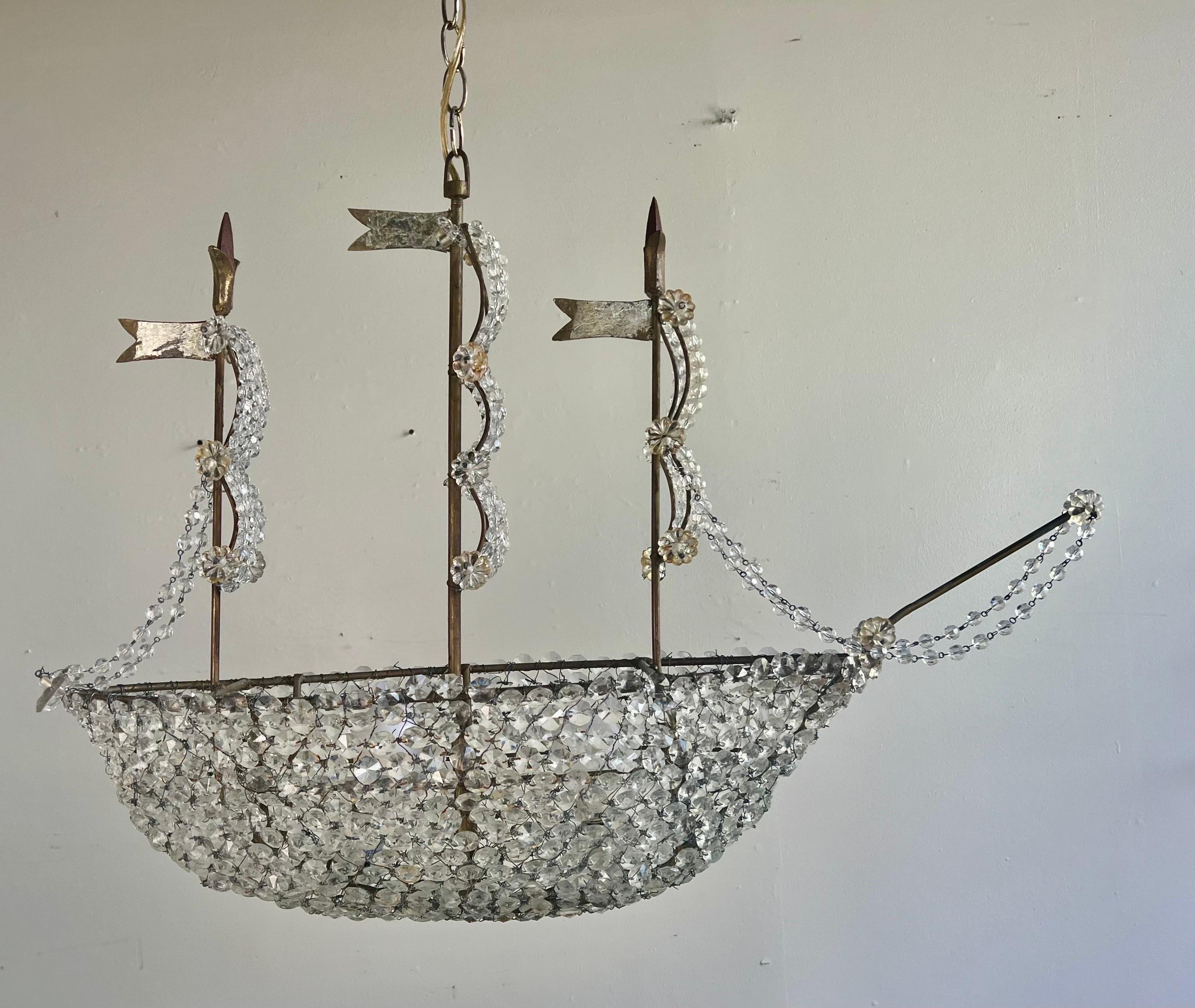Redondo Crystal Beaded Ship by Miamar Home In New Condition For Sale In Los Angeles, CA