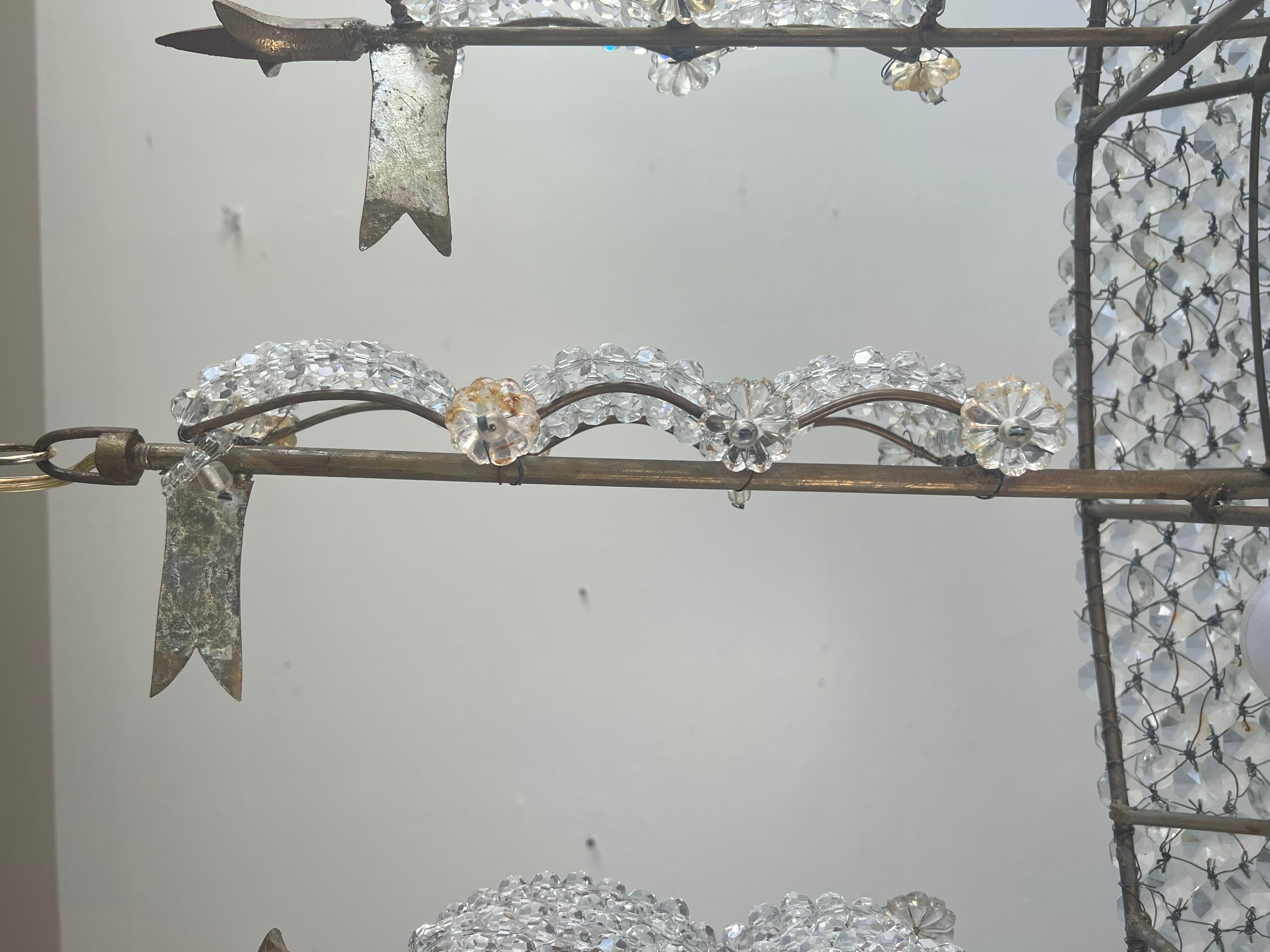 Crystal Beaded Ship Chandelier by MLA In New Condition For Sale In Los Angeles, CA