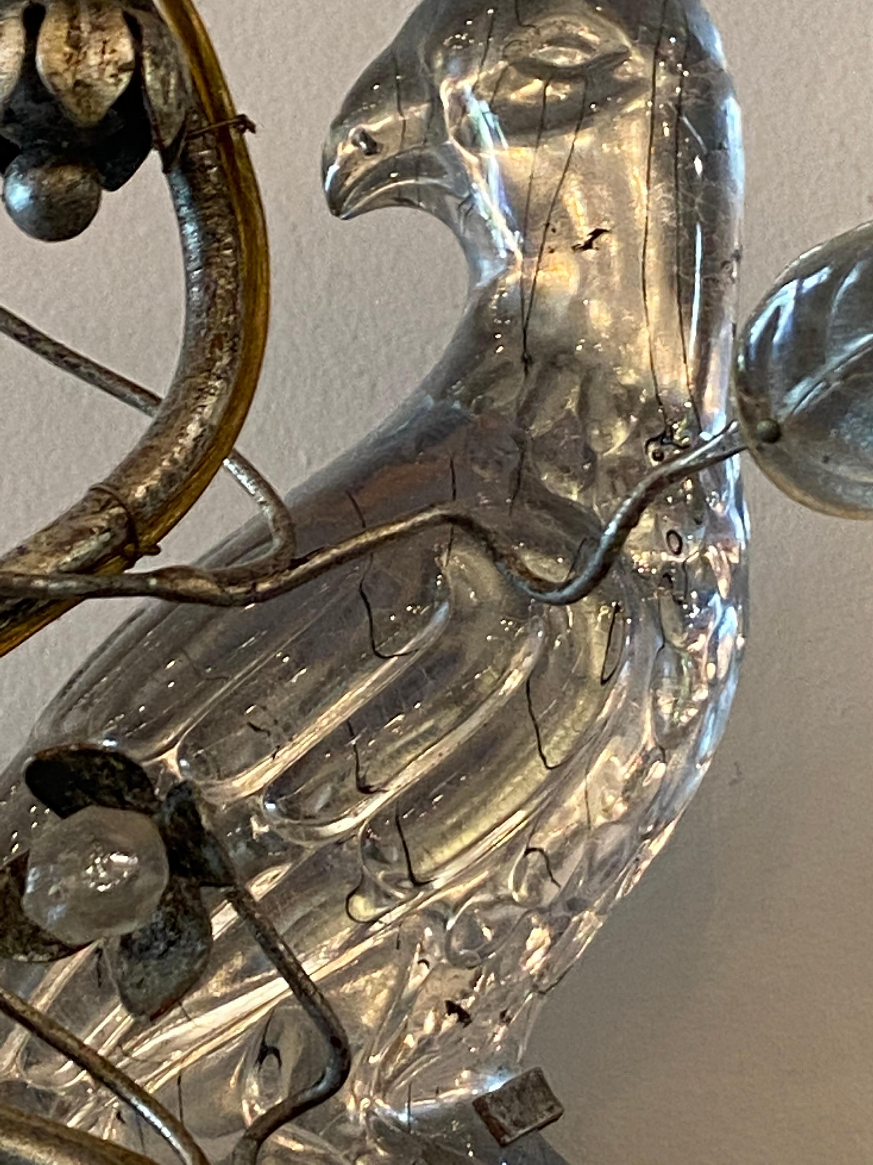 Neoclassical Crystal Bird Sconces For Sale