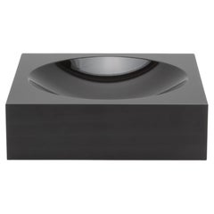 Crystal Black Convex Bowl by KA Glass
