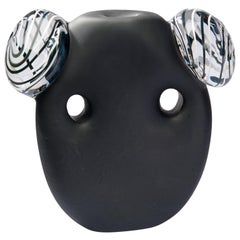 Glass object. Crystal Black Mask White Ears.