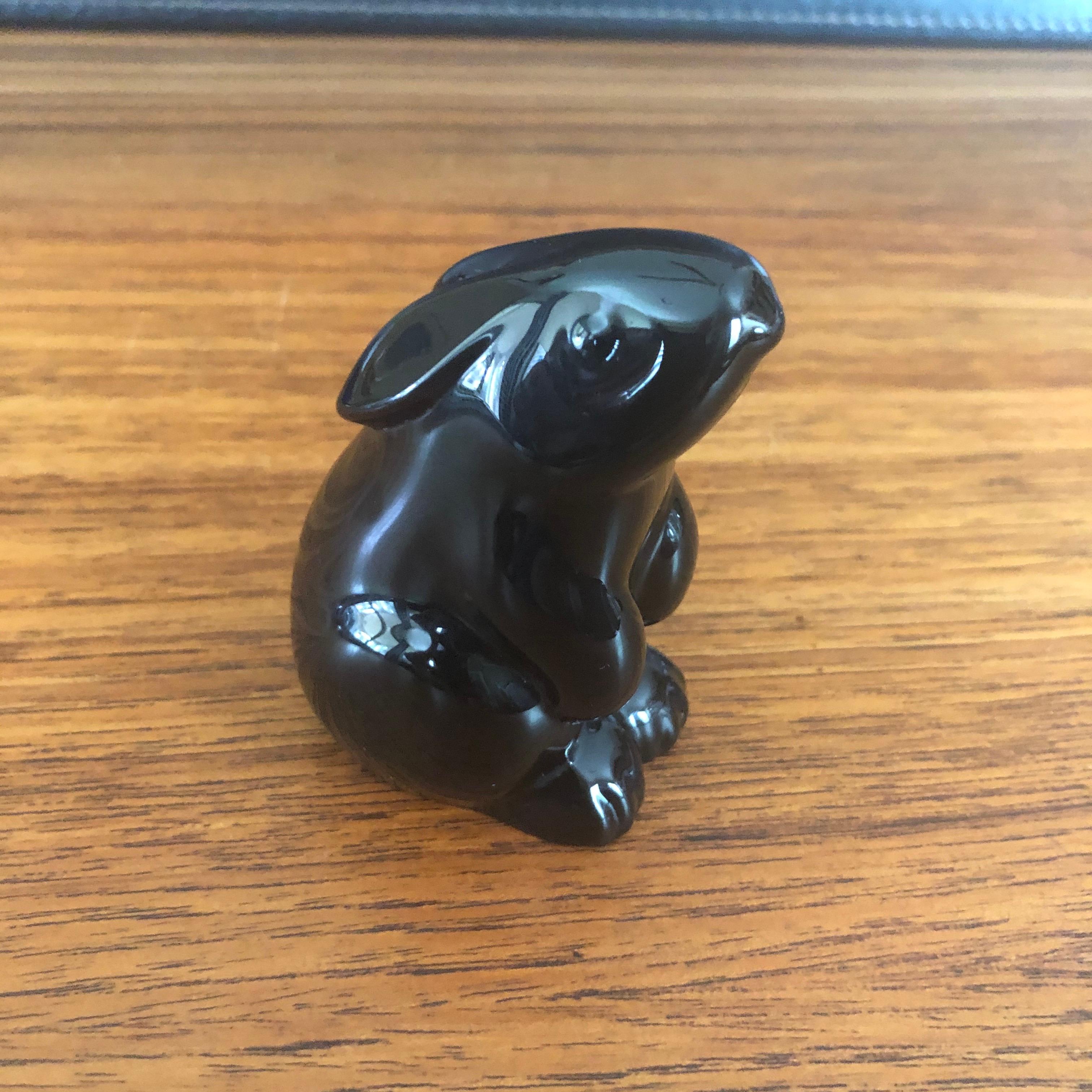 Cute crystal black rabbit sculpture by Baccarat, circa 1990s. Marked on the underside.